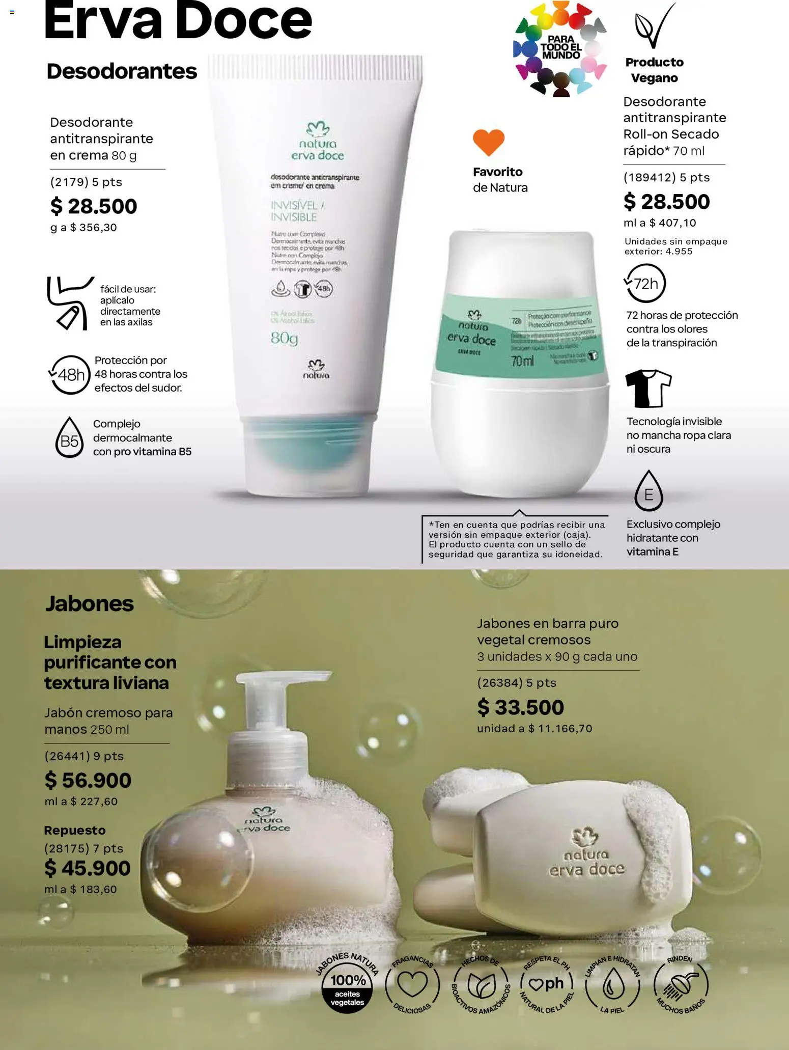 Natura revista - valida desde el 01/07/2026 | Página: 129 | Productos: Jabón, Desodorante, Antitranspirante, Ropa