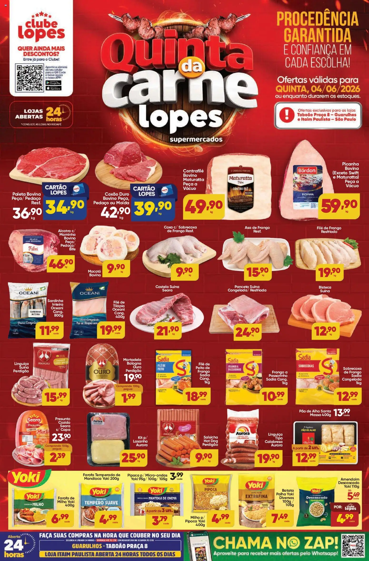 Lopes Supermercados Folheto - válido de 04.06.2026 | Página: 1 | Produtos: Picanha, Asa de frango, Tilápia, Lasanha