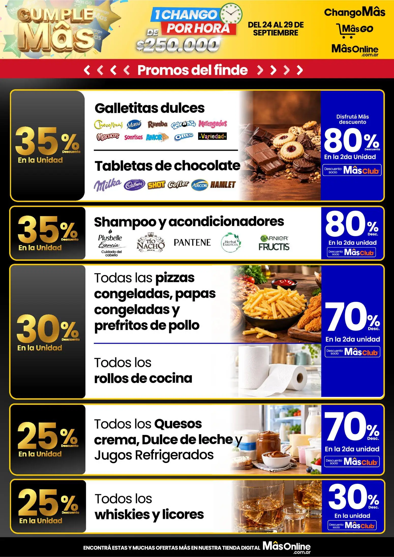 Changomas - Promos del finde │ válido desde el 24/09/2026 | Página: 1 | Productos: Cocina, Galletitas, Shampoo, Dulces