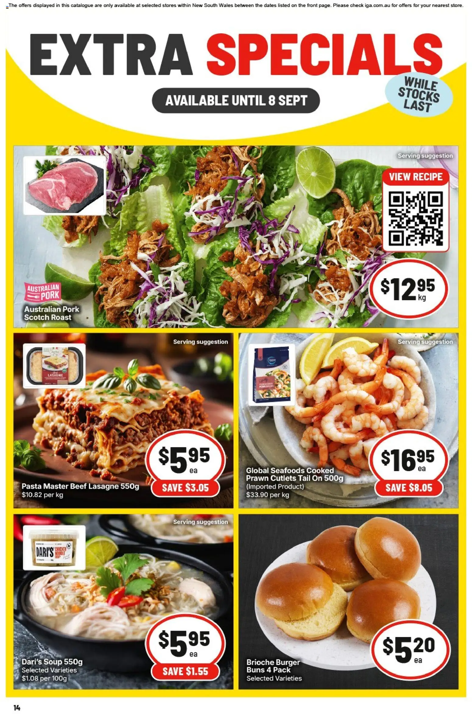 IGA catalogue - valid from 19/08/2026 | Page: 14 | Products: Brioche, Pork, Pasta, Soup