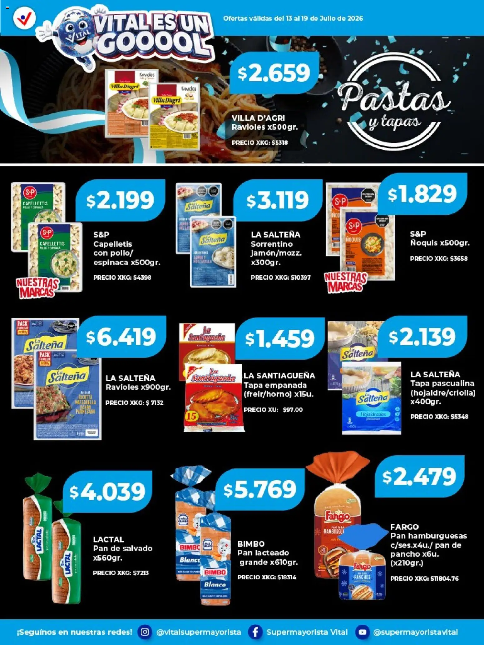 Vital - Especial de frescos │ válido desde el 13/07/2026 | Página: 6 | Productos: Pan, Ravioles, Ñoquis, Espinaca