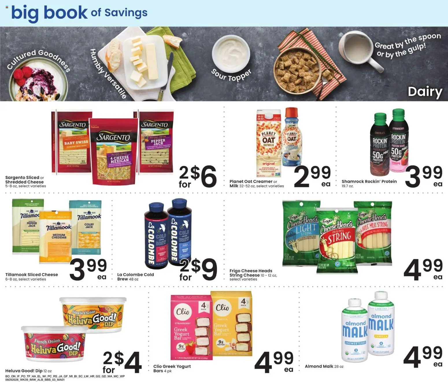 Albertsons Big Book of Savings - valid from 09/29/2026 | Page: 3 | Products: Sliced cheese, Chocolate, Whole milk, Vanilla
