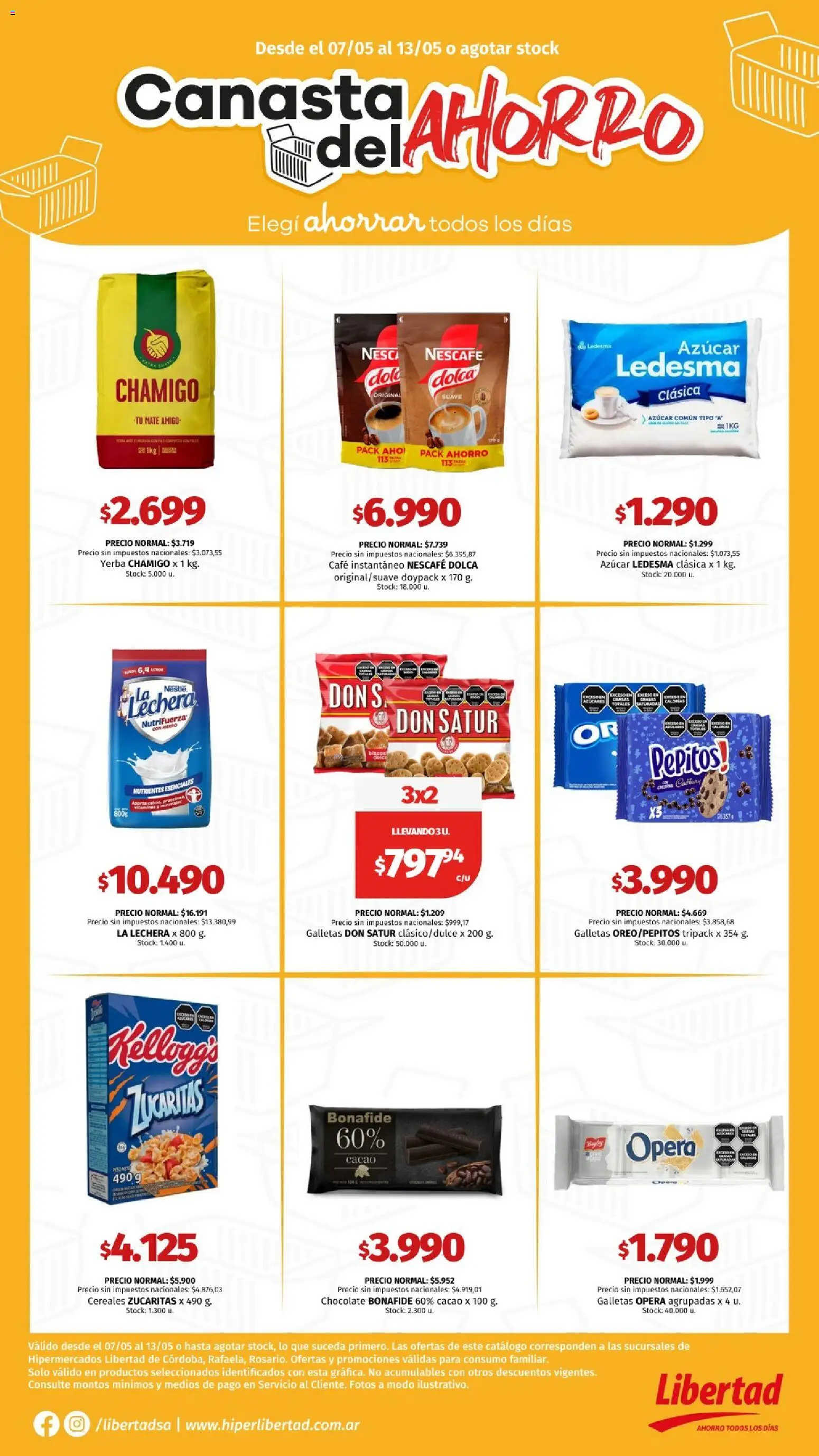 Hipermercado Libertad catálogo │ válido desde el 07.05.2026 | Página: 4 | Productos: Azucar, Yerba, Galletas, Canasta