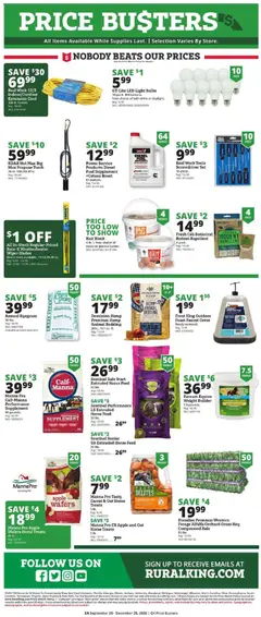 Preview of Rural King weekly ads valid from 09/28/2026 | Page: 2 | Products: Light bulbs, Carrot, LED light, Weight