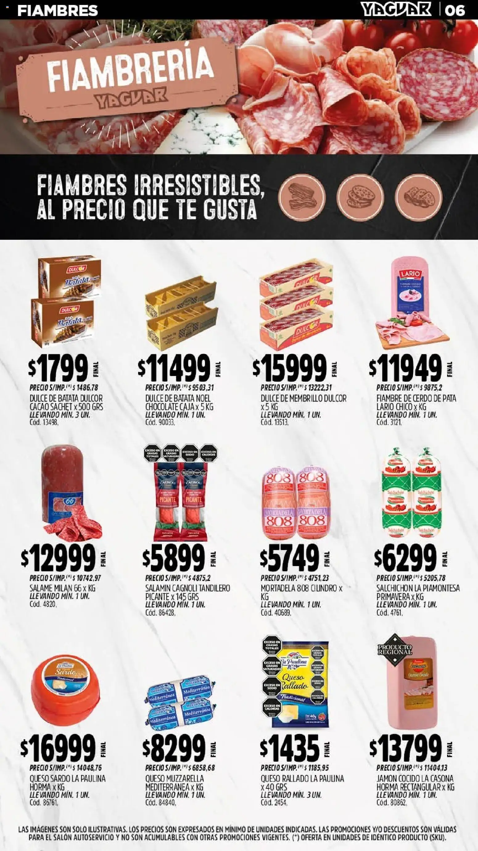 Yaguar - Oferta Semanal Trelew │ válido desde el 11.05.2026 | Página: 6 | Productos: Muzzarella, Queso, Jamón, Té