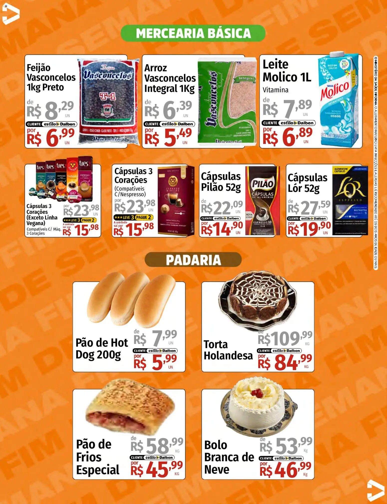 Supermercado Dalben Folheto - válido de 24/07/2026 | Página: 5 | Produtos: Feijão, Pão, Arroz, Bolo