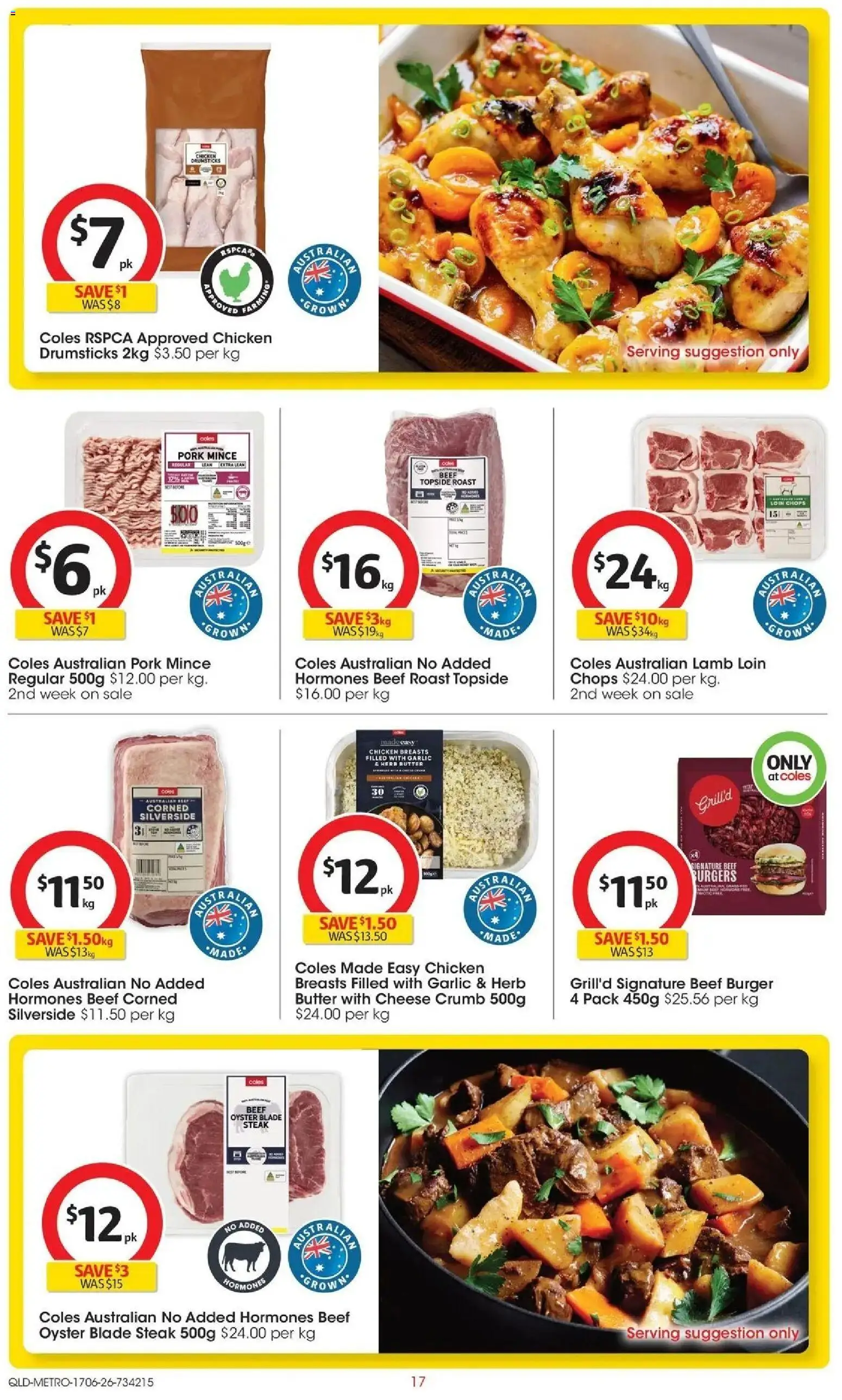 Coles catalogue - valid from 17.06.2026 | Page: 17 | Products: Butter, Cheese, Chicken, Pork