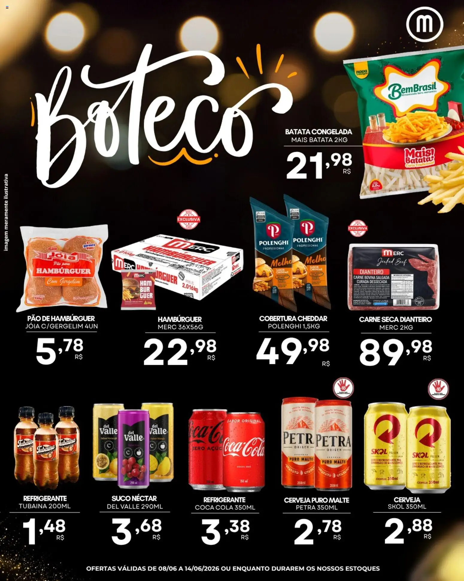 Mercadão Atacadista Folheto - válido de 08.06.2026 | Página: 3 | Produtos: Cerveja, Cheddar, Carne, Refrigerante