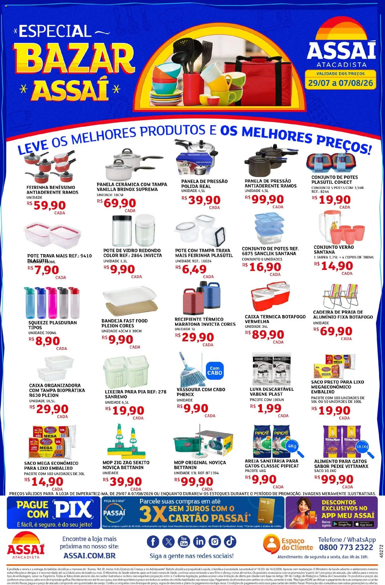 Assaí Atacadista Folheto - válido de 29/07/2026 | Página: 1 | Produtos: Mop, Bebida, Copos, Vassoura