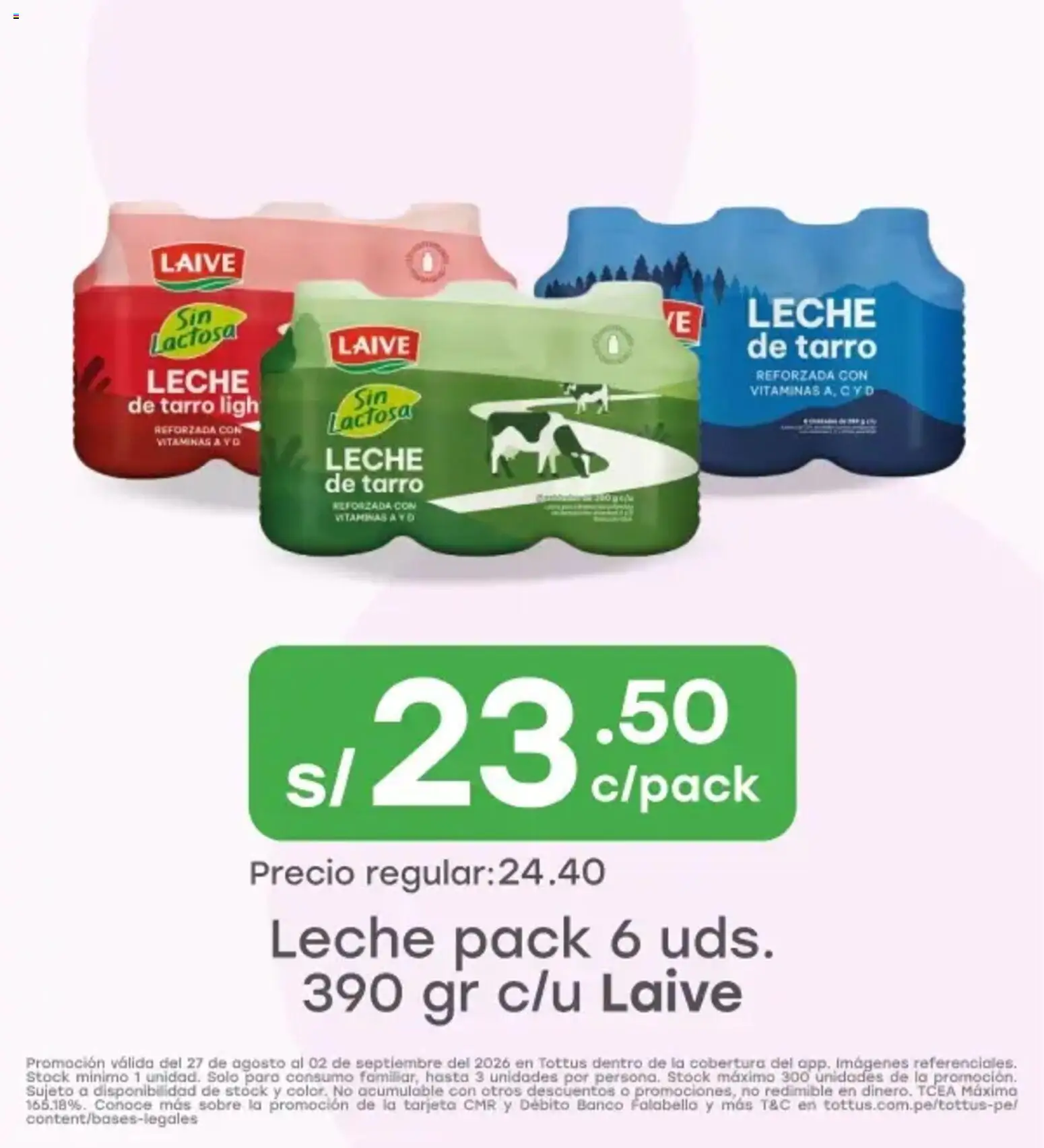 Catálogo Tottus válido desde 27/08/2026 | Página: 4 | Productos: Leche