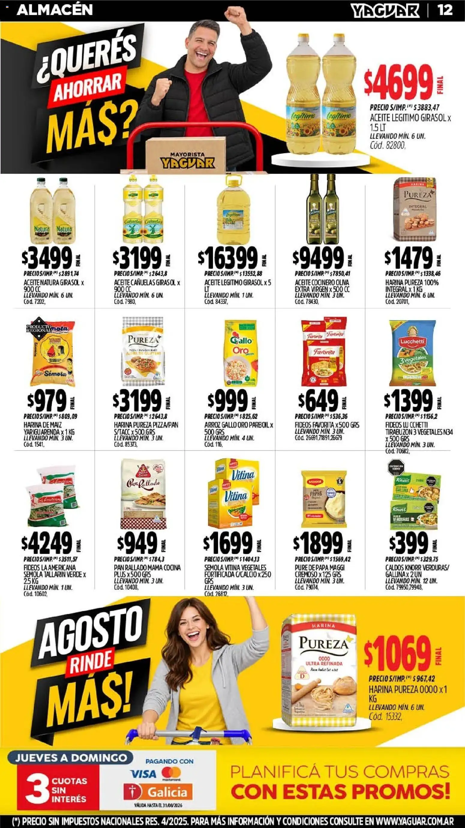 Yaguar - Oferta Semanal Jujuy │ válido desde el 24/08/2026 | Página: 12 | Productos: Cocina, Harina, Maiz, Fideos