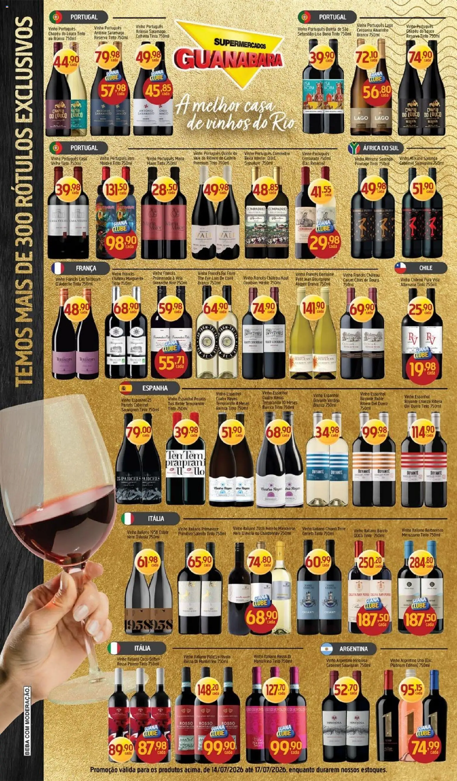 Supermercados Guanabara Folheto - válido de 14/07/2026 | Página: 8 | Produtos: Vinho, Chapéu, Tinta