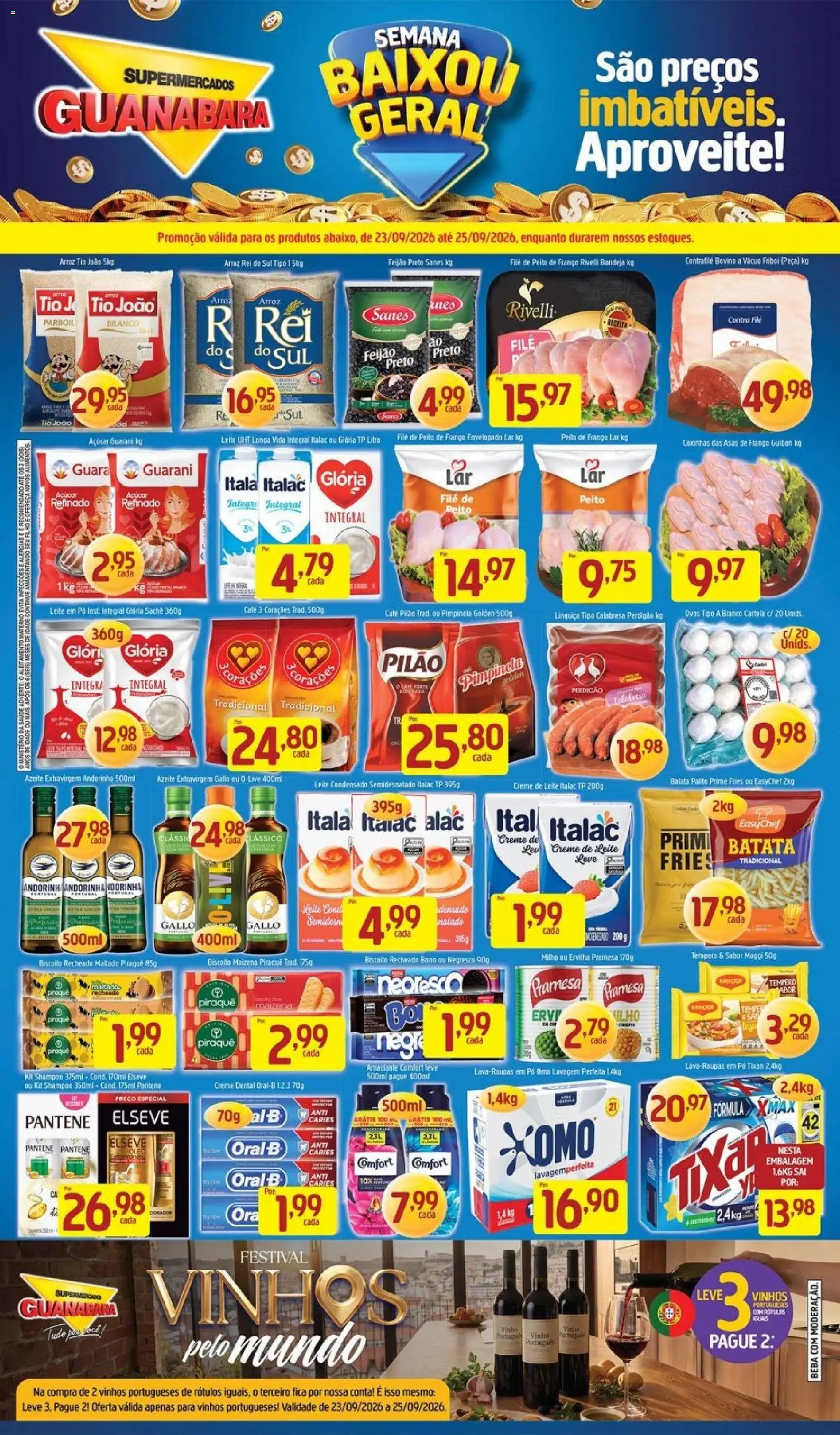 Supermercados Guanabara Folheto - válido de 23/09/2026 | Página: 1 | Produtos: Ervilha, Leite, Creme, Peito de frango