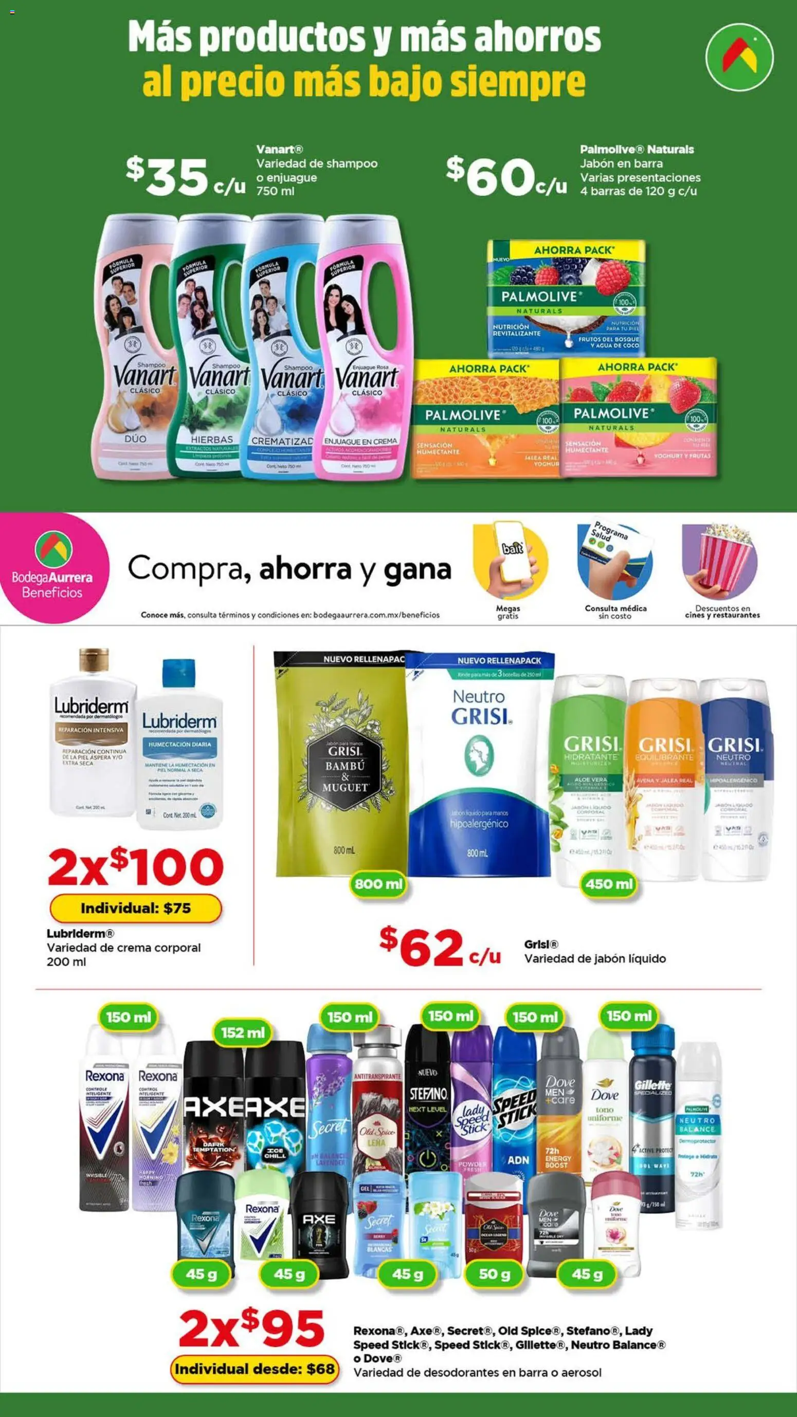 Nuevas ofertas de Bodega Aurrerá válidas en toda la República Mexicana desde el 03.06.2026. ¡Encuentra las mejores ofertas en Bodega Aurrerá folleto Más productos y más ahorros! | Página: 1 | Productos: Avena, Agua, Crema corporal, Jabón