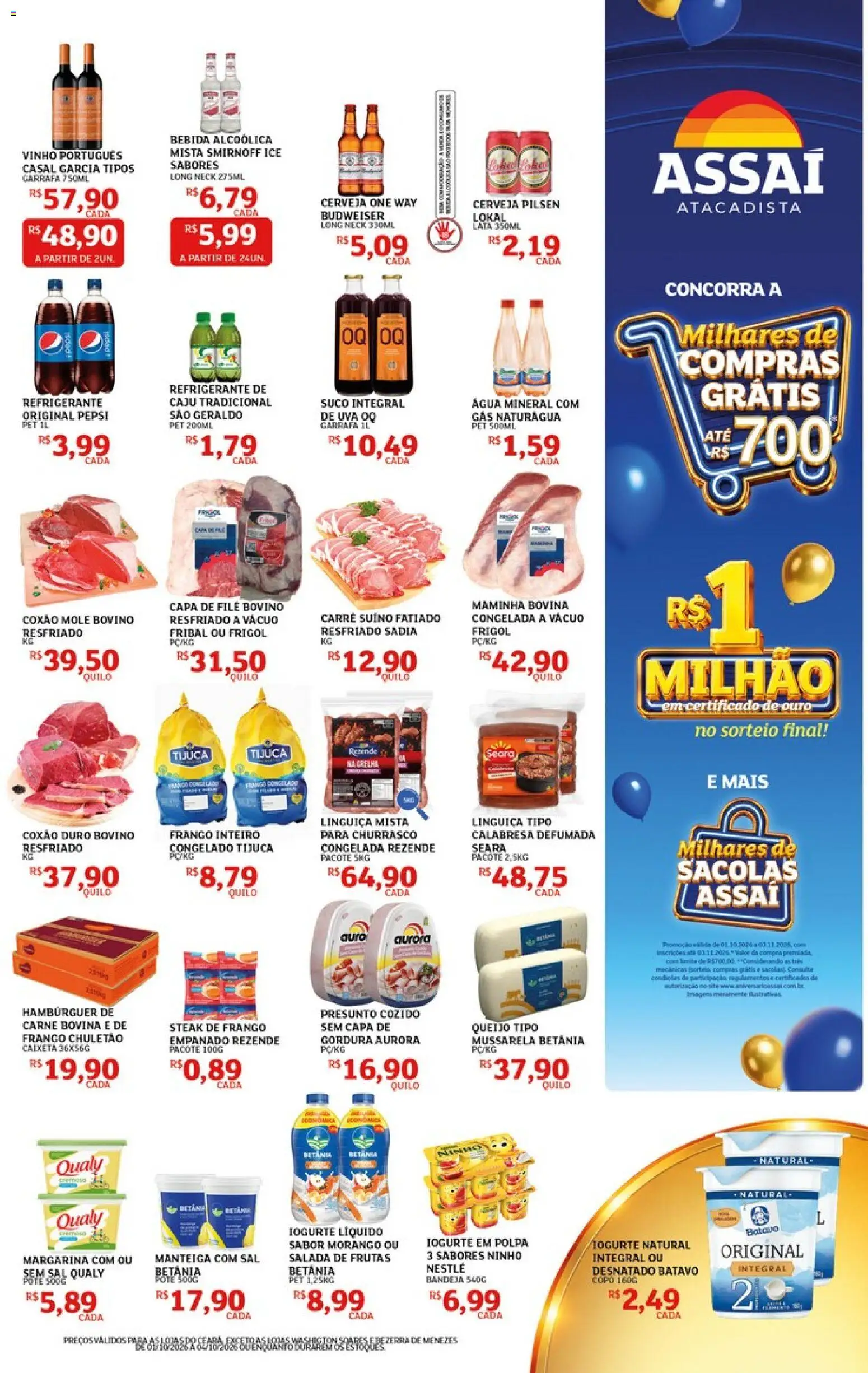 Assaí Atacadista Folheto - válido de 01/10/2026 | Página: 3 | Produtos: Carne bovina, Maminha, Hambúrguer, Bebida