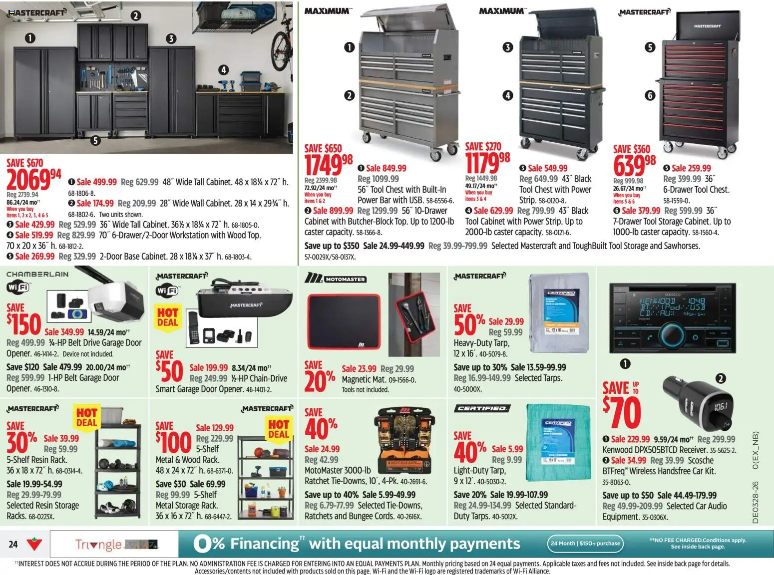 Canadian Tire flyer valid from Jul 9, 2026 | Page: 24 | Products: Belt, Audio, Cabinet