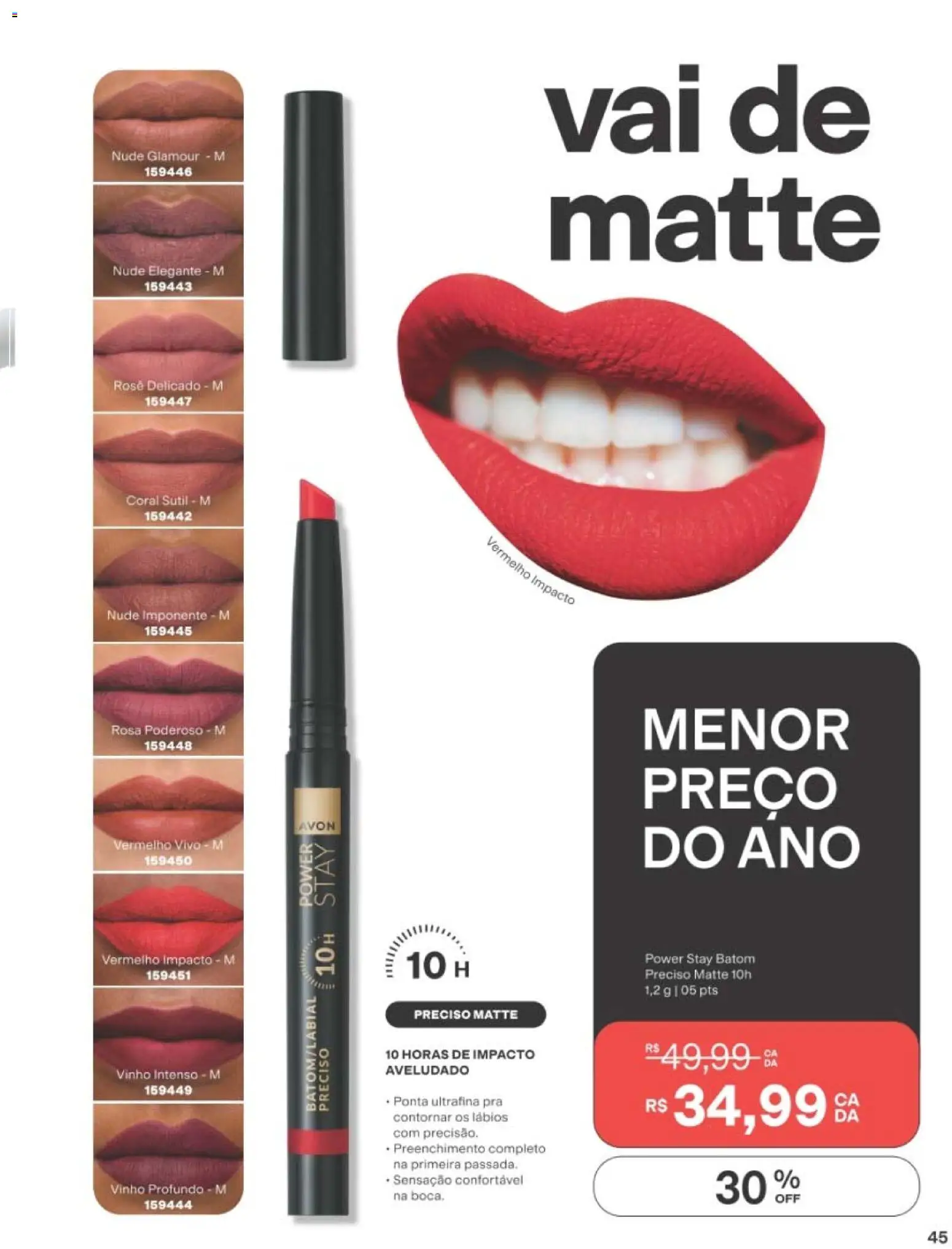 Avon Folheto - válido de 10/08/2026 | Página: 45 | Produtos: Batom, Vinho