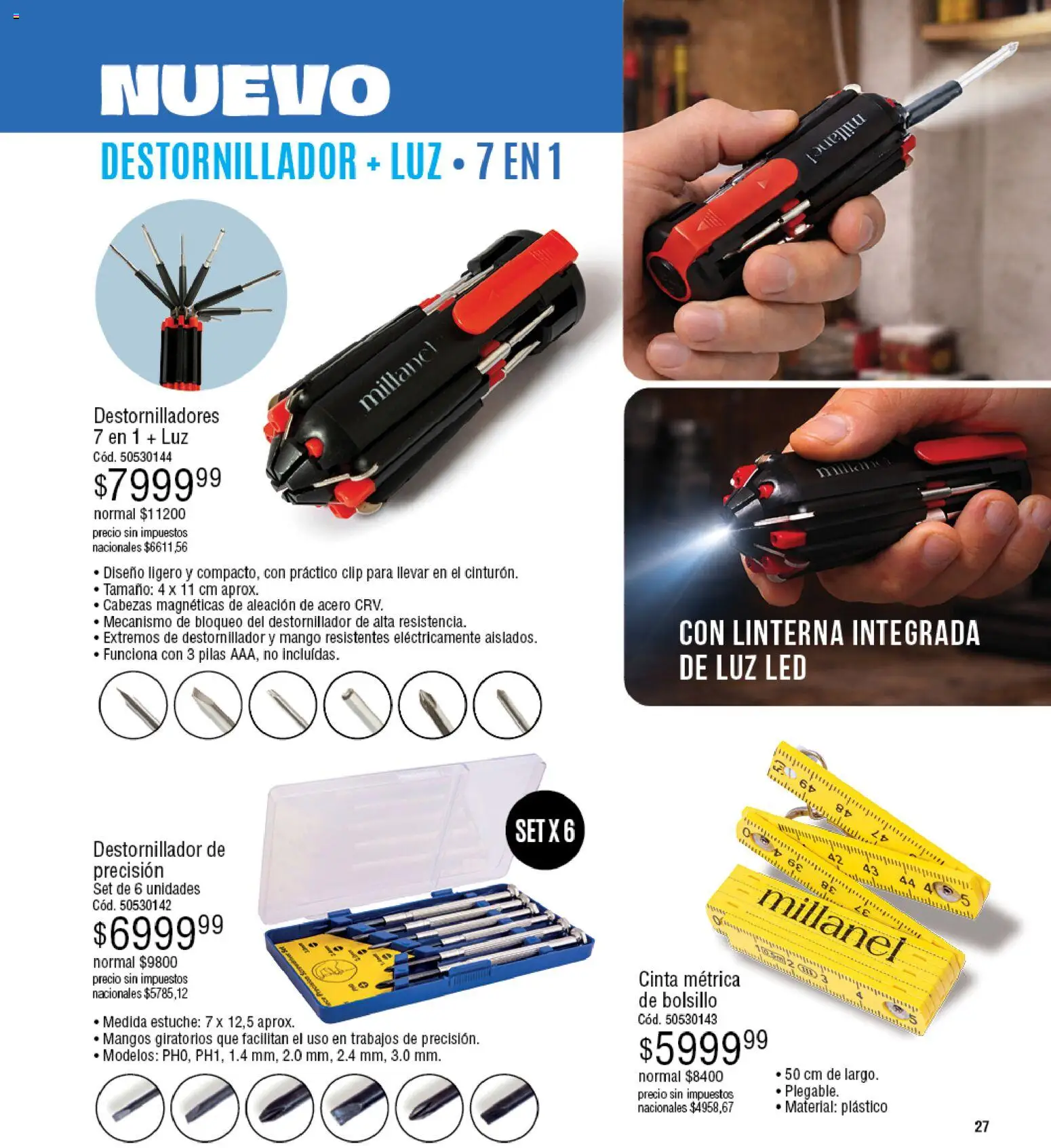 Millanel - Catálogo │ válido desde el 25.05.2026 | Página: 27 | Productos: Cinta, Cinta métrica, Mango, Estuche