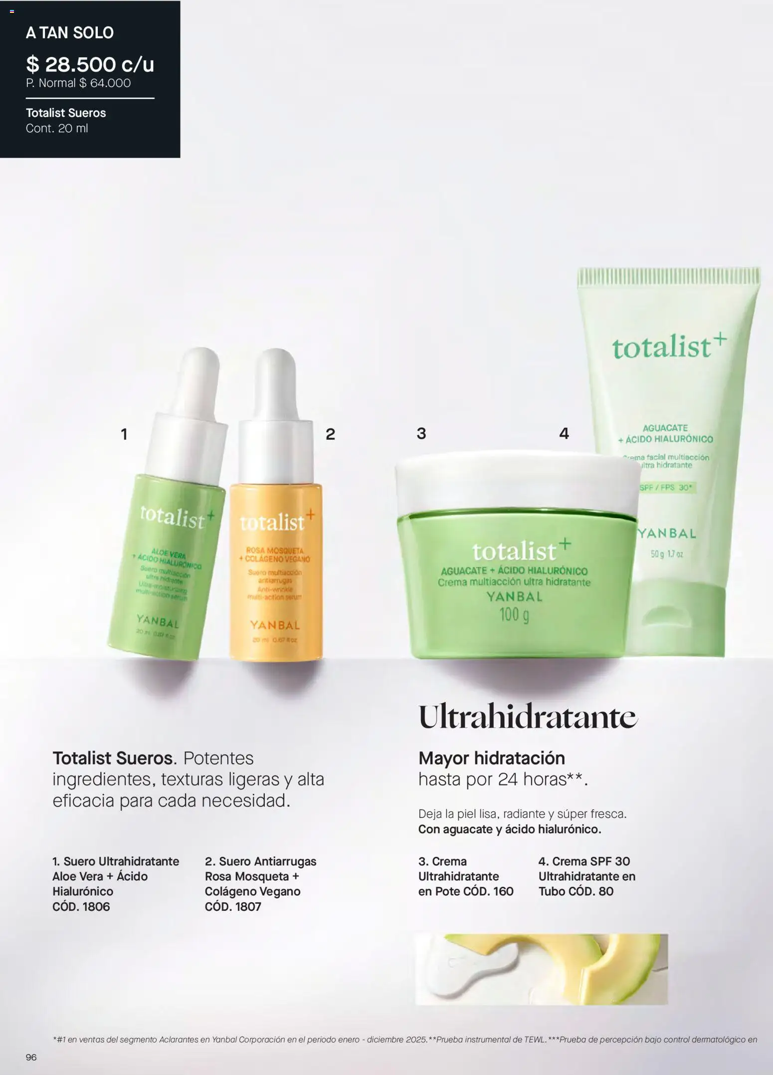 Yanbal revista - valida desde el 18/07/2026 | Página: 96 | Productos: Aguacate, Crema, Serum, Loción tonificante