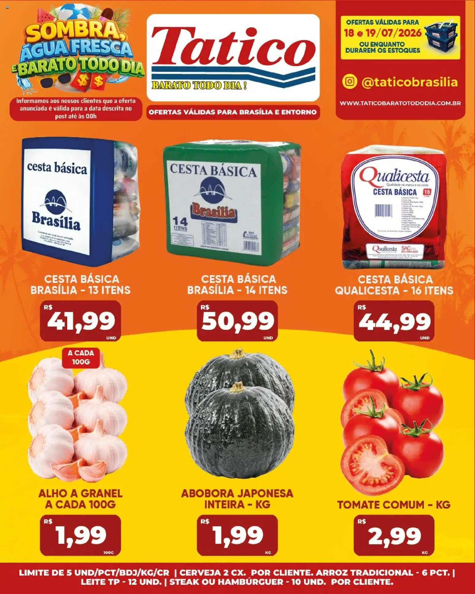 Tatico Folheto - válido de 18/07/2026 | Página: 16 | Produtos: Abóbora, Alho, Cesta, Cerveja