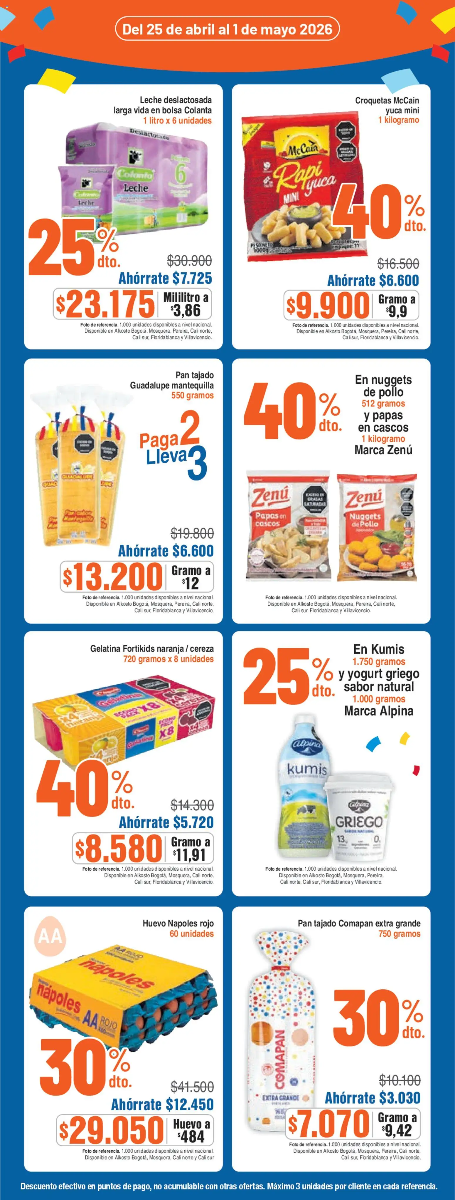 Alkosto revista - valida desde el 25.04.2026 | Página: 4 | Productos: Gelatina, Bolsa, Zuecos, Plátano