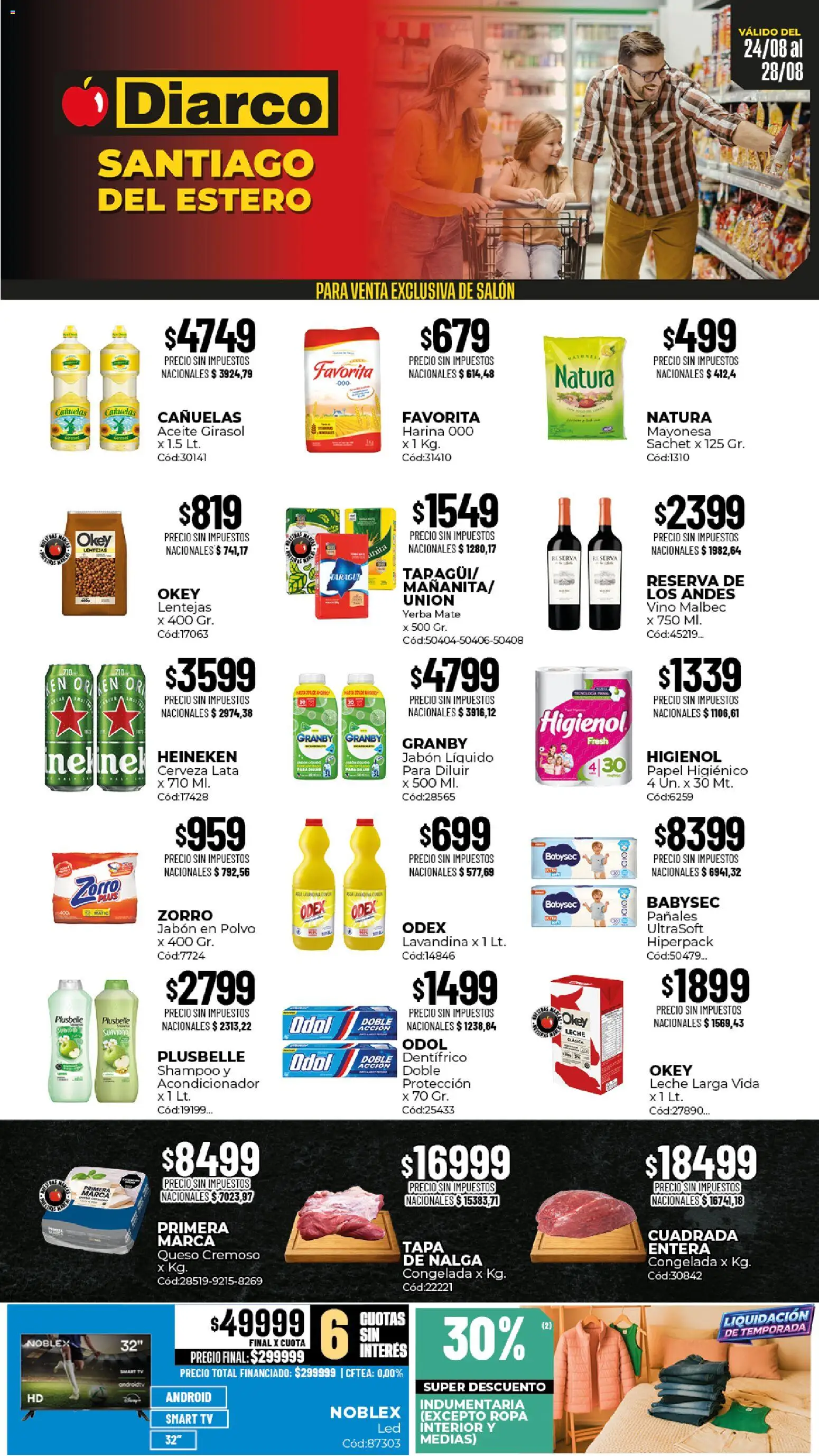 Diarco - Ofertas Santiago Del Estero │ válido desde el 24/08/2026 | Página: 1 | Productos: Papel higiénico, Polvo, Jabón líquido, Mayonesa