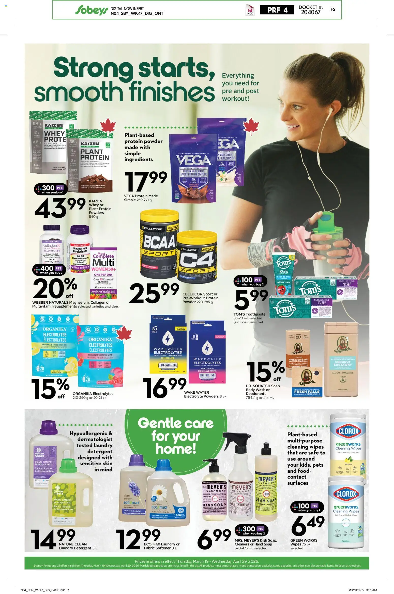 Sobeys flyer valid from 19.03.2026 | Page: 4 | Products: Powder, Soap, Deodorant, Toothpaste