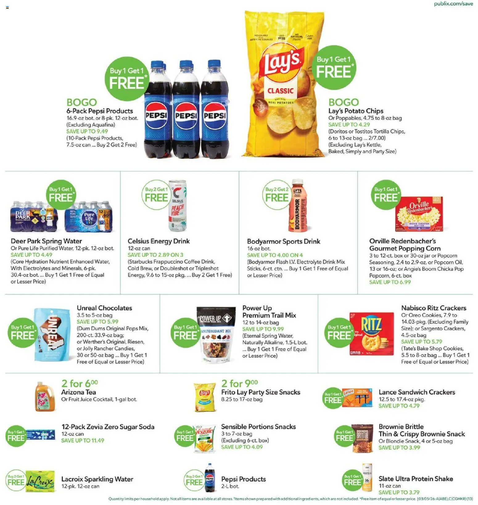 Publix Weekly Ad - valid from 04.03.2026 | Page: 13 | Products: Corn, Beer, Potatoes, Peach