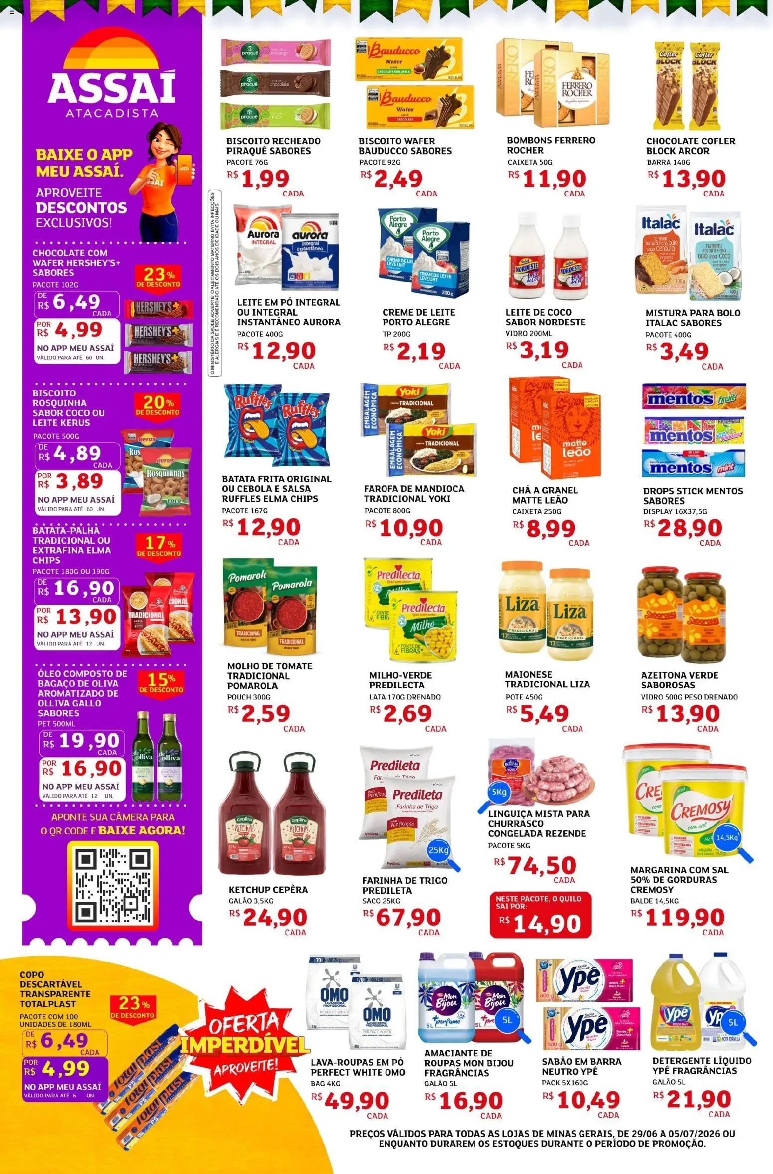 Assaí Atacadista Folheto - válido de 29/06/2026 | Página: 2 | Produtos: Molho de tomate, Linguiça, Creme de leite, Leite de coco