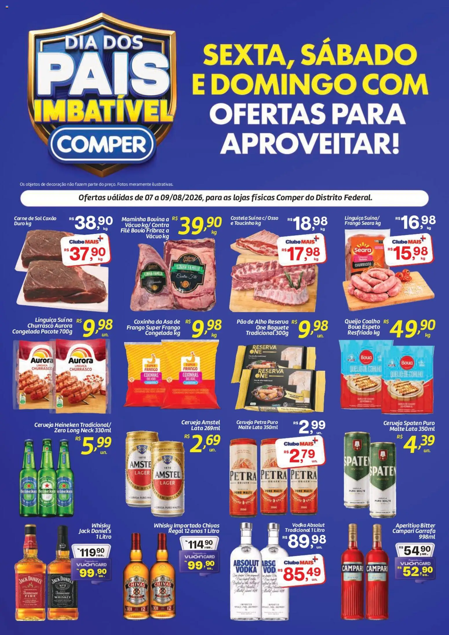 Comper Folheto - válido de 07/08/2026 | Página: 1 | Produtos: Pao de alho, Maminha, Vodka, Frango