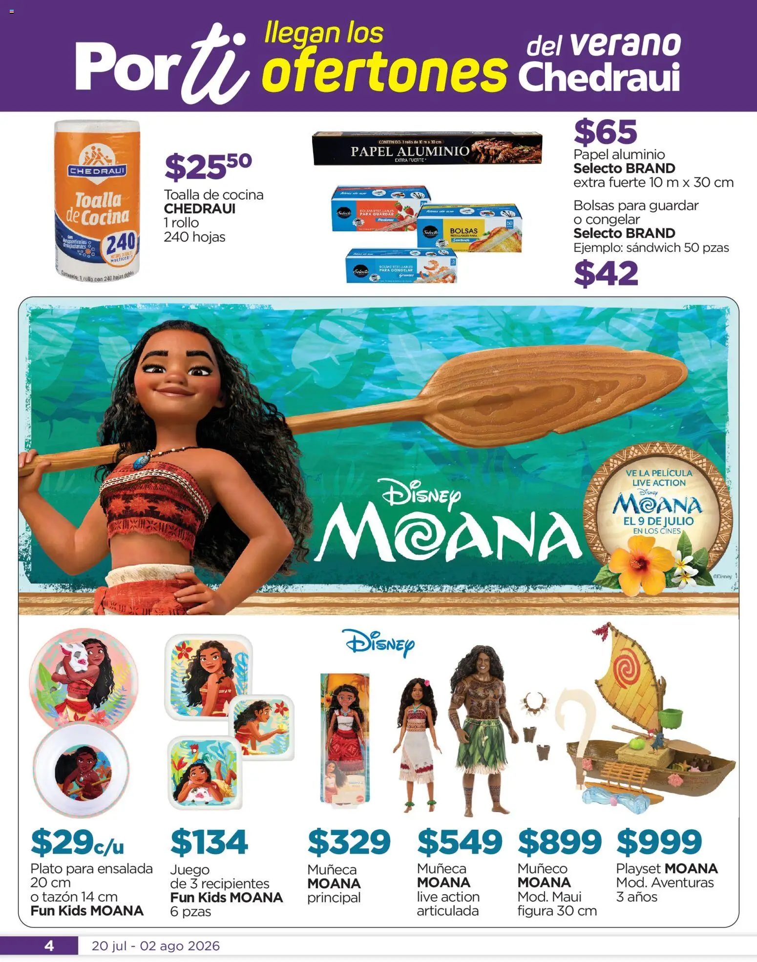 Nuevas ofertas de Chedraui válidas en toda la República Mexicana desde el 20/07/2026. ¡Encuentra las mejores ofertas en Chedraui folleto! | Página: 4 | Productos: Ensalada, Toalla, Juego, Cocina