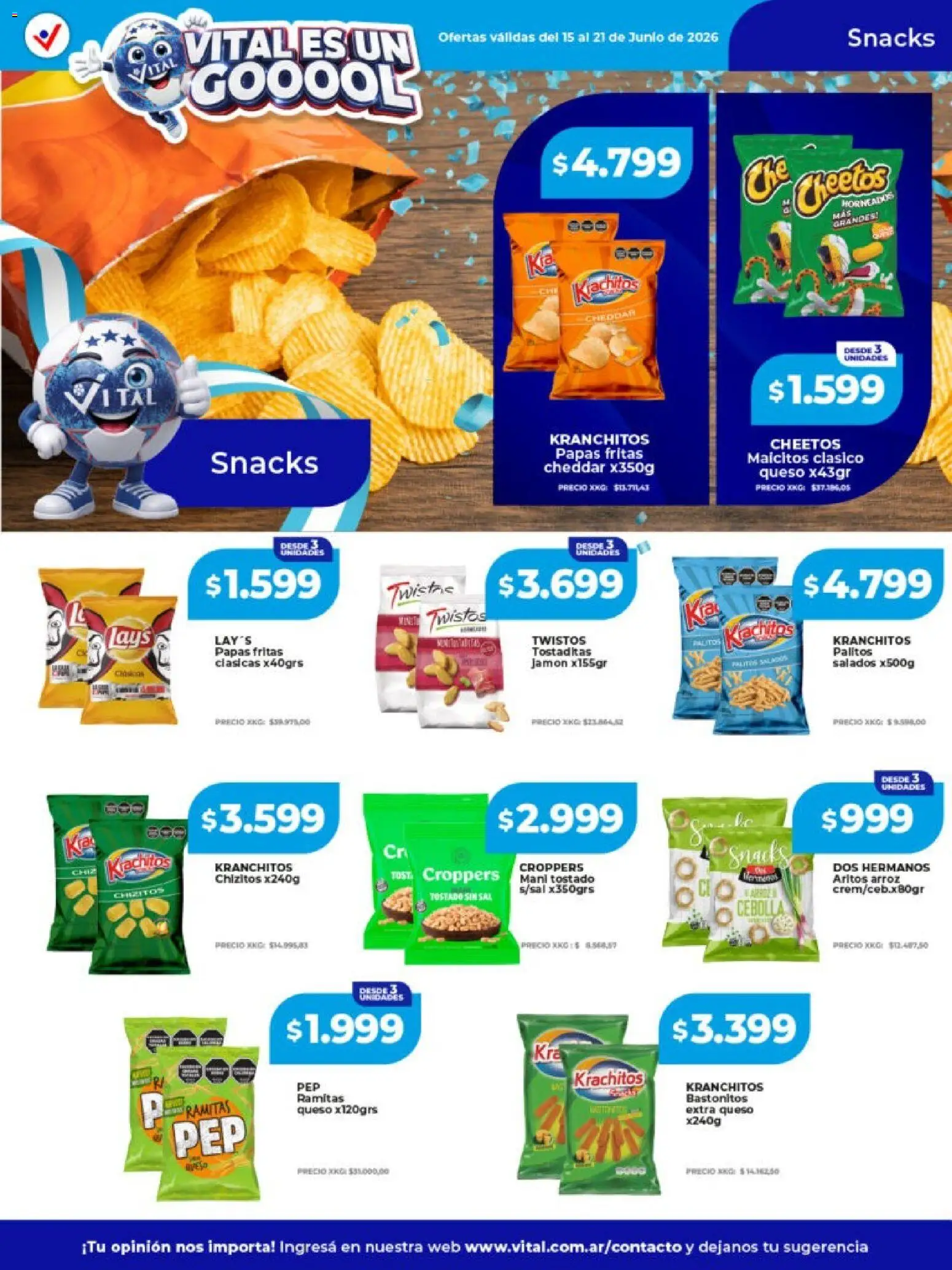 Vital - Ofertas │ válido desde el 15.06.2026 | Página: 20 | Productos: Sal, Queso, Jamón, Papas fritas