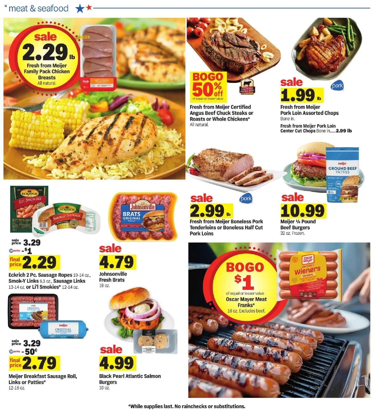 Meijer Weekly Ad - MI - valid from 07/29/2026 | Page: 14 | Products: Pork, Beef, Seafood, Sausage