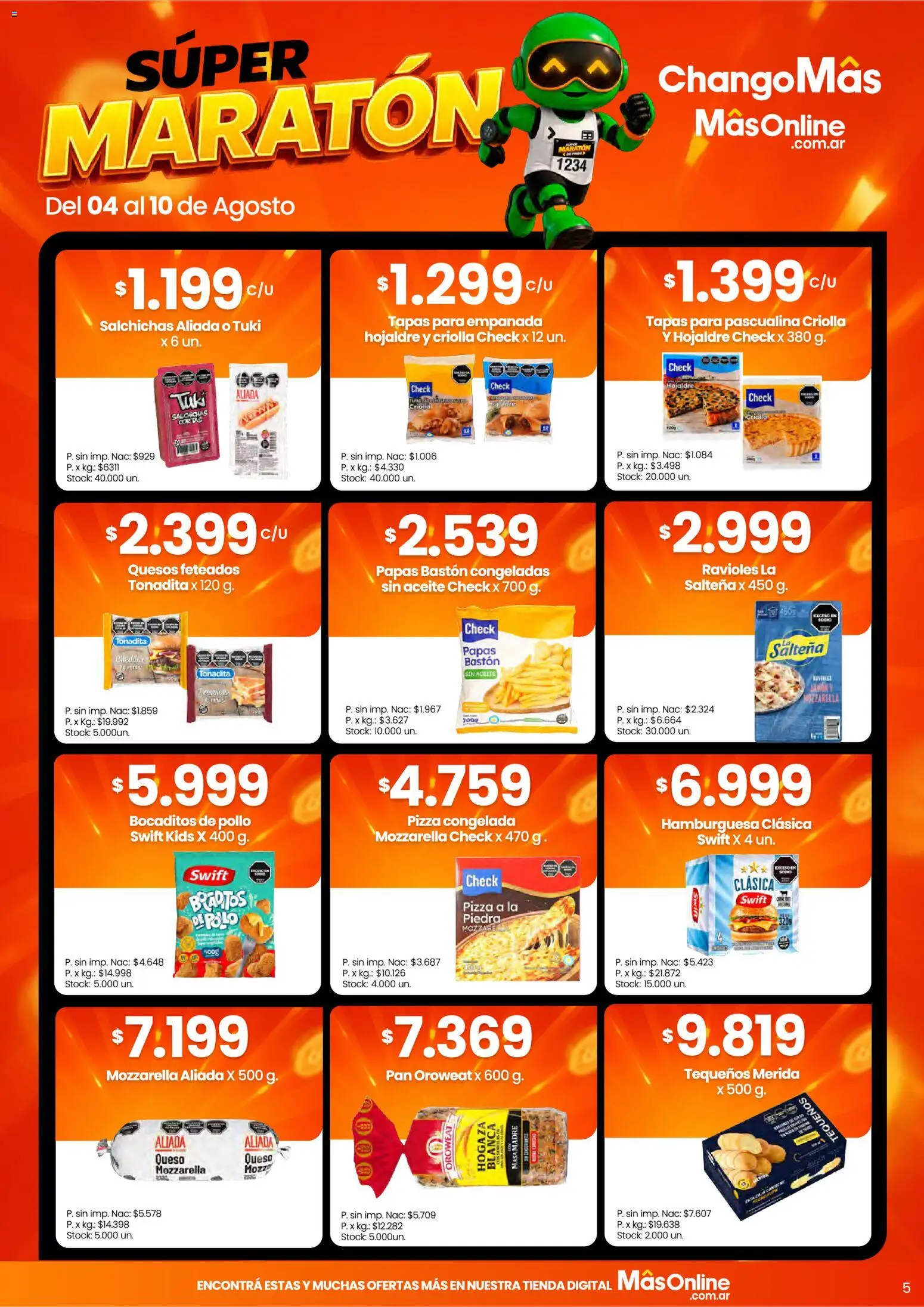 Changomas ofertas │ válido desde el 04/08/2026 | Página: 5 | Productos: Tapas para empanada, Papas, Queso, Pizza