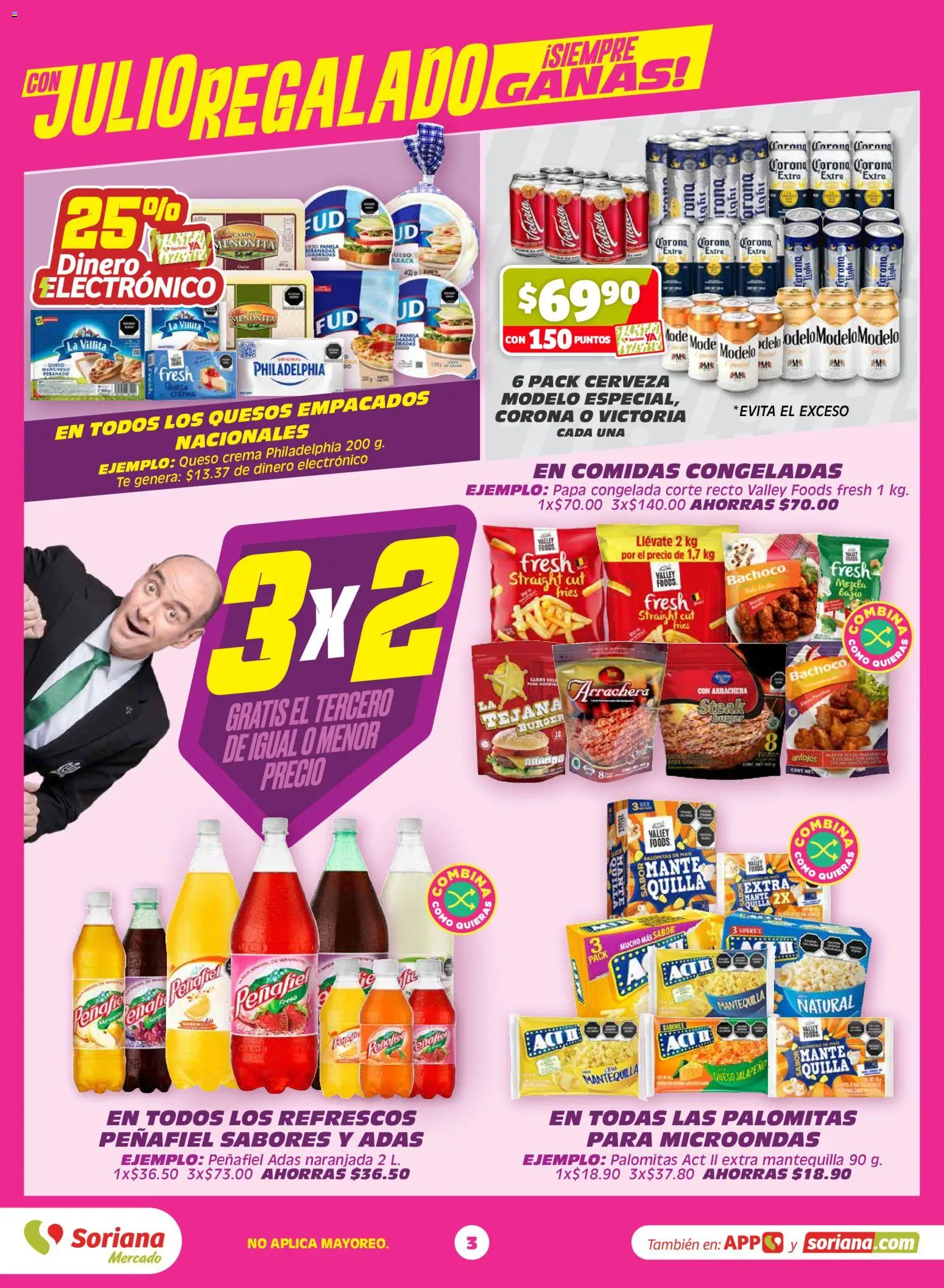 Nuevas ofertas de Soriana válidas en toda la República Mexicana desde el 19.05.2026. ¡Encuentra las mejores ofertas en Soriana Con Julio Regalado siempre ganas Mercado Nacional! | Página: 3 | Productos: Papa, Crema, Microondas, Té