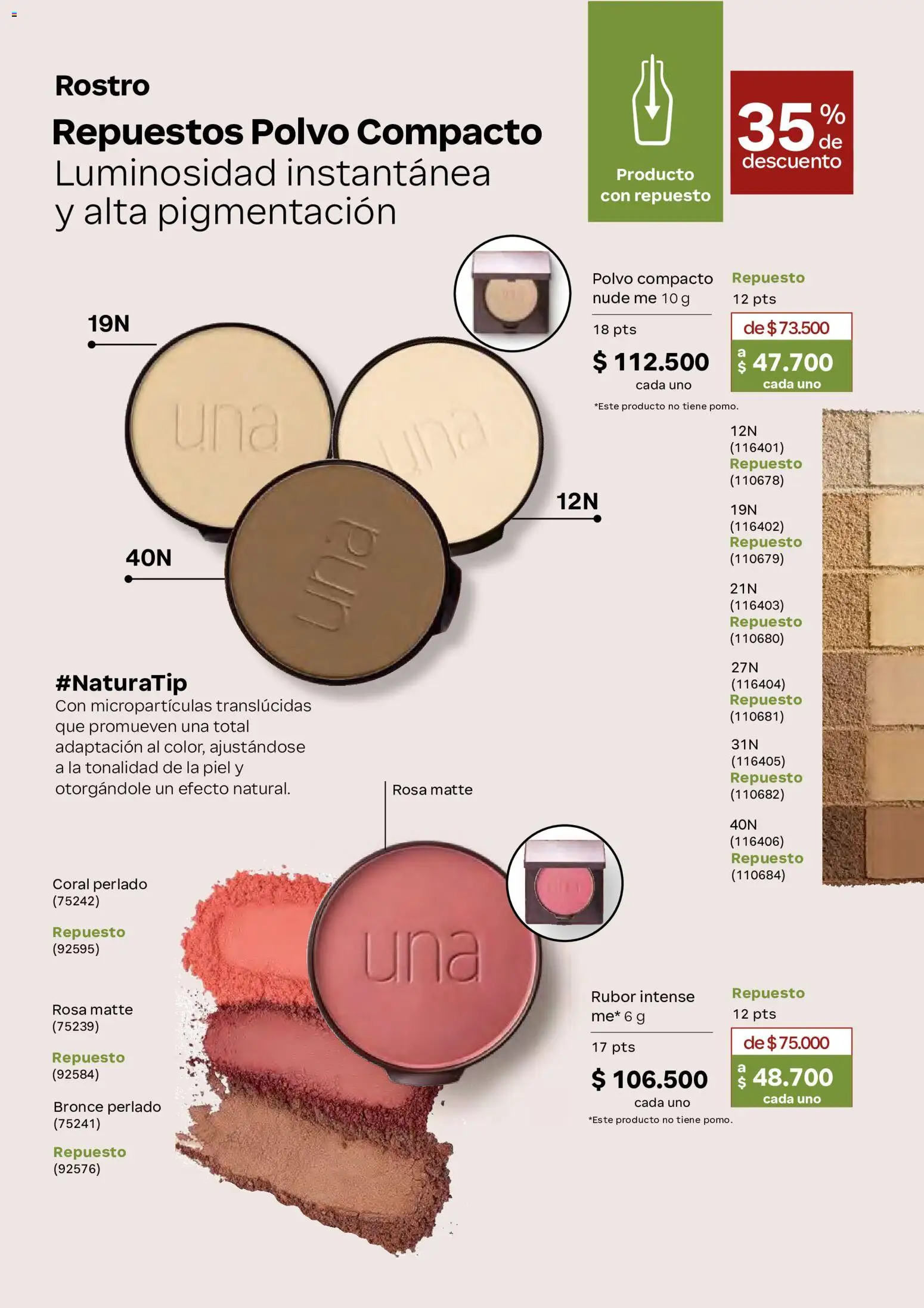 Natura revista - valida desde el 29.04.2026 | Página: 74 | Productos: Polvo compacto, Rubor, Polvo