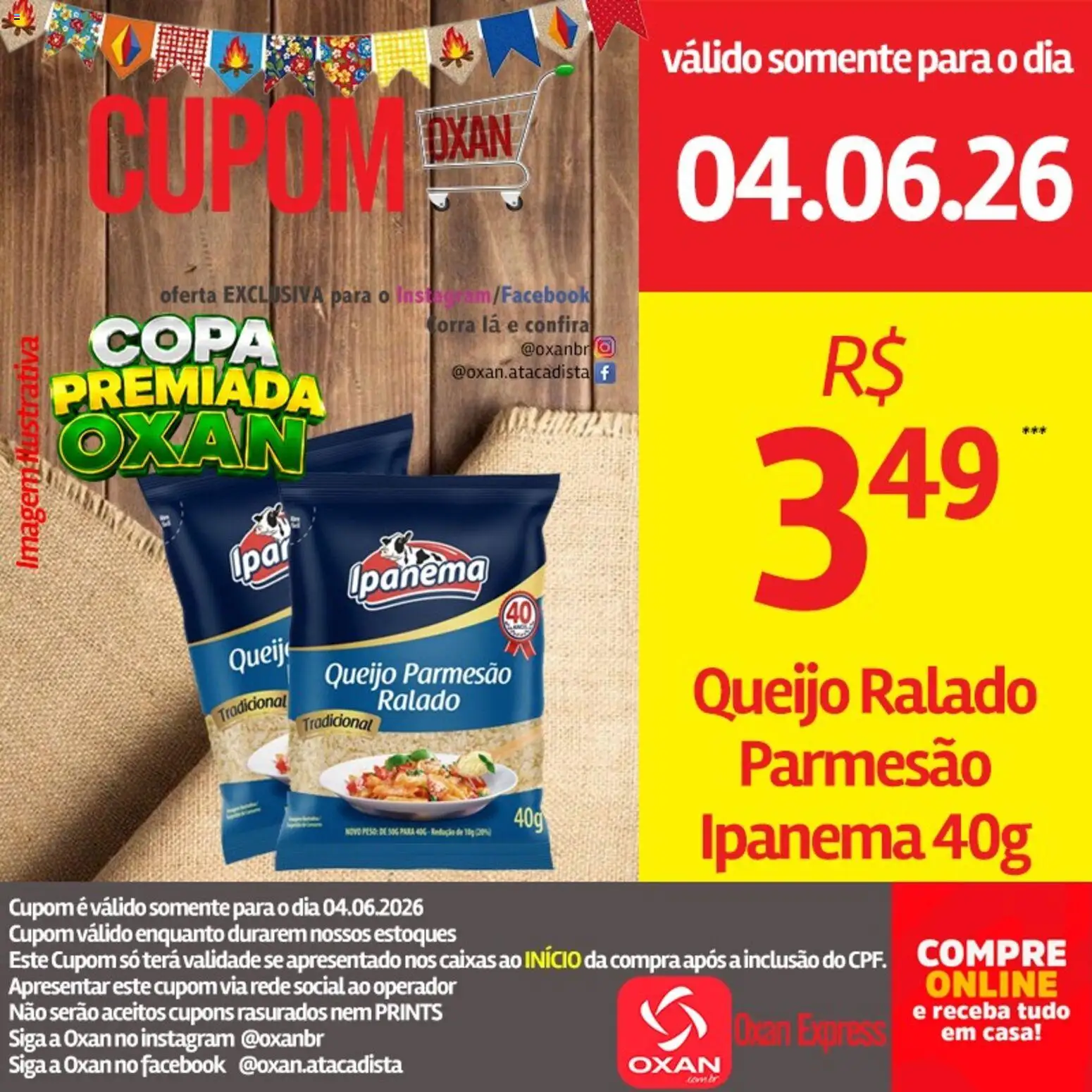 Oxan Atacadista Folheto - válido de 04.06.2026 | Página: 17 | Produtos: Queijo, Parmesão, Queijo ralado, Queijo parmesão