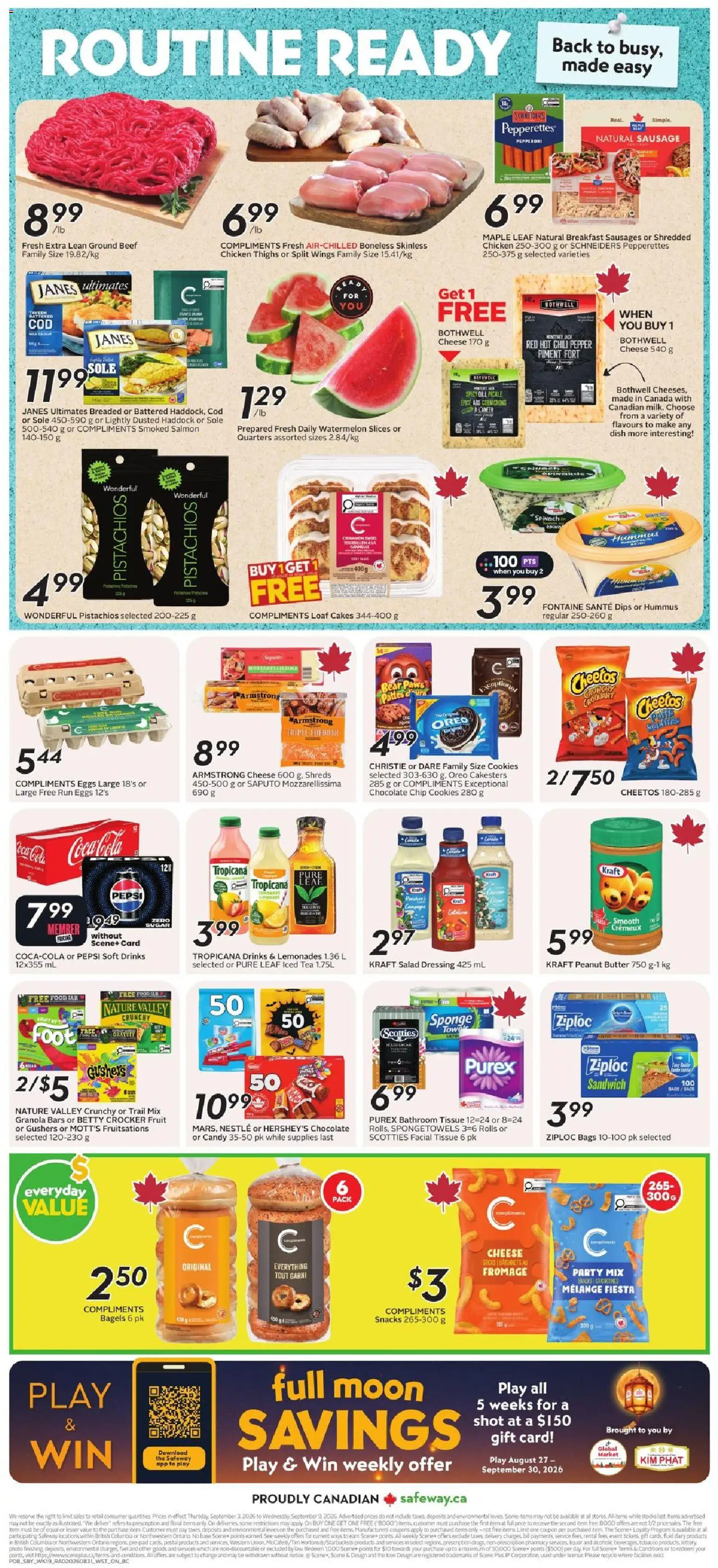 Safeway flyer valid from Sep 3, 2026 | Page: 4 | Products: Cookies, Pepper, Sausage, Ground beef
