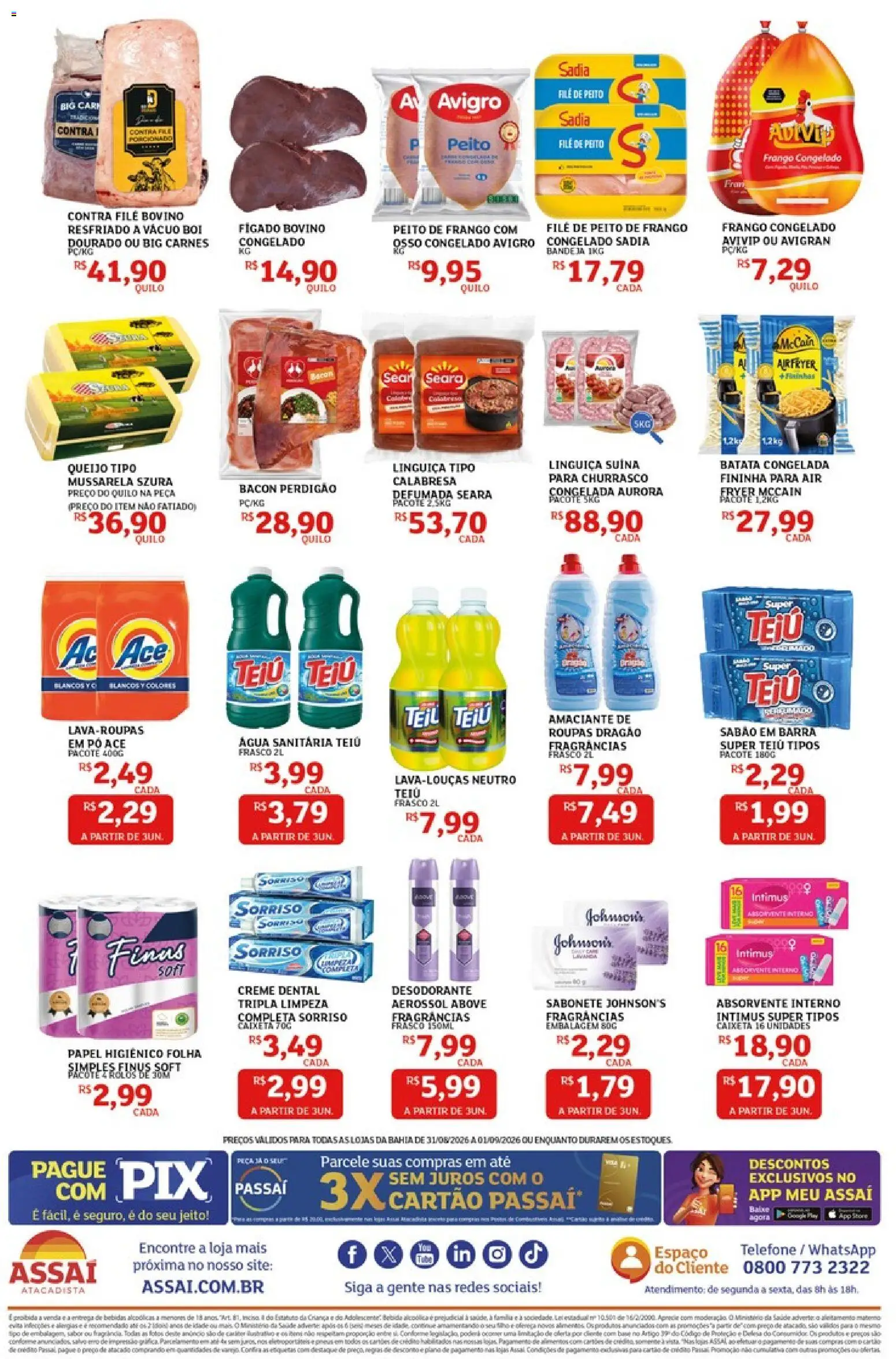 Assaí Atacadista Folheto - válido de 31/08/2026 | Página: 2 | Produtos: Roupas, Água, Sabonete, Fígado