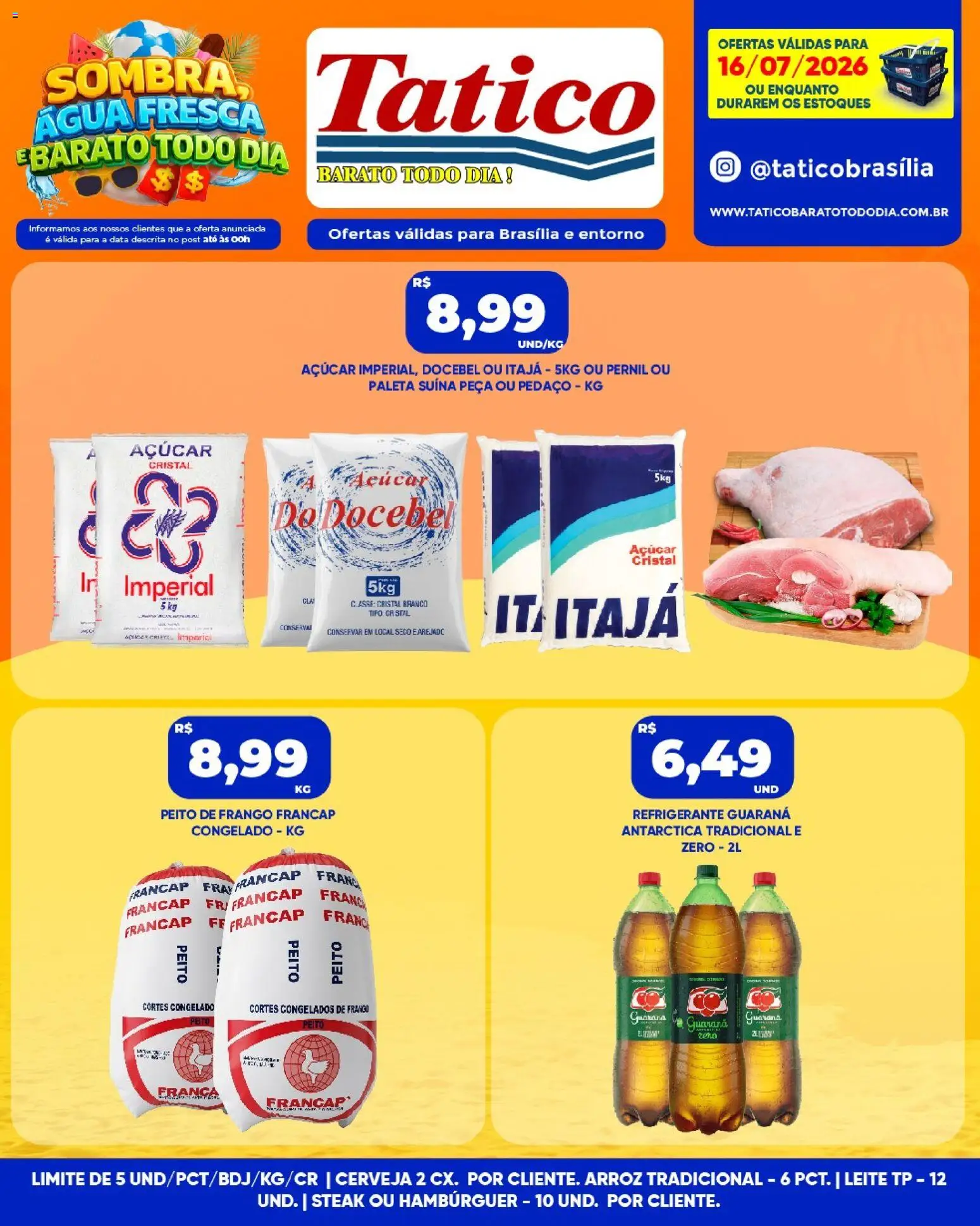 Tatico Folheto - válido de 16/07/2026 | Página: 6 | Produtos: Leite, Cerveja, Açúcar, Refrigerante