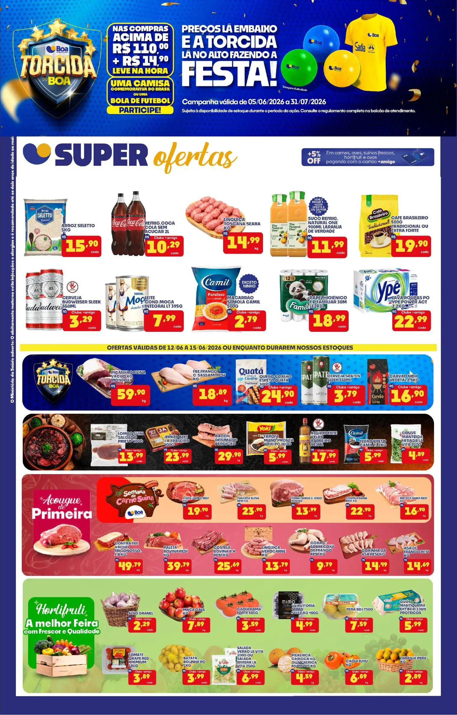 Boa Supermercados Folheto - válido de 12.06.2026 | Página: 1 | Produtos: Mexerica, Manteiga, Macarrão, Camisa