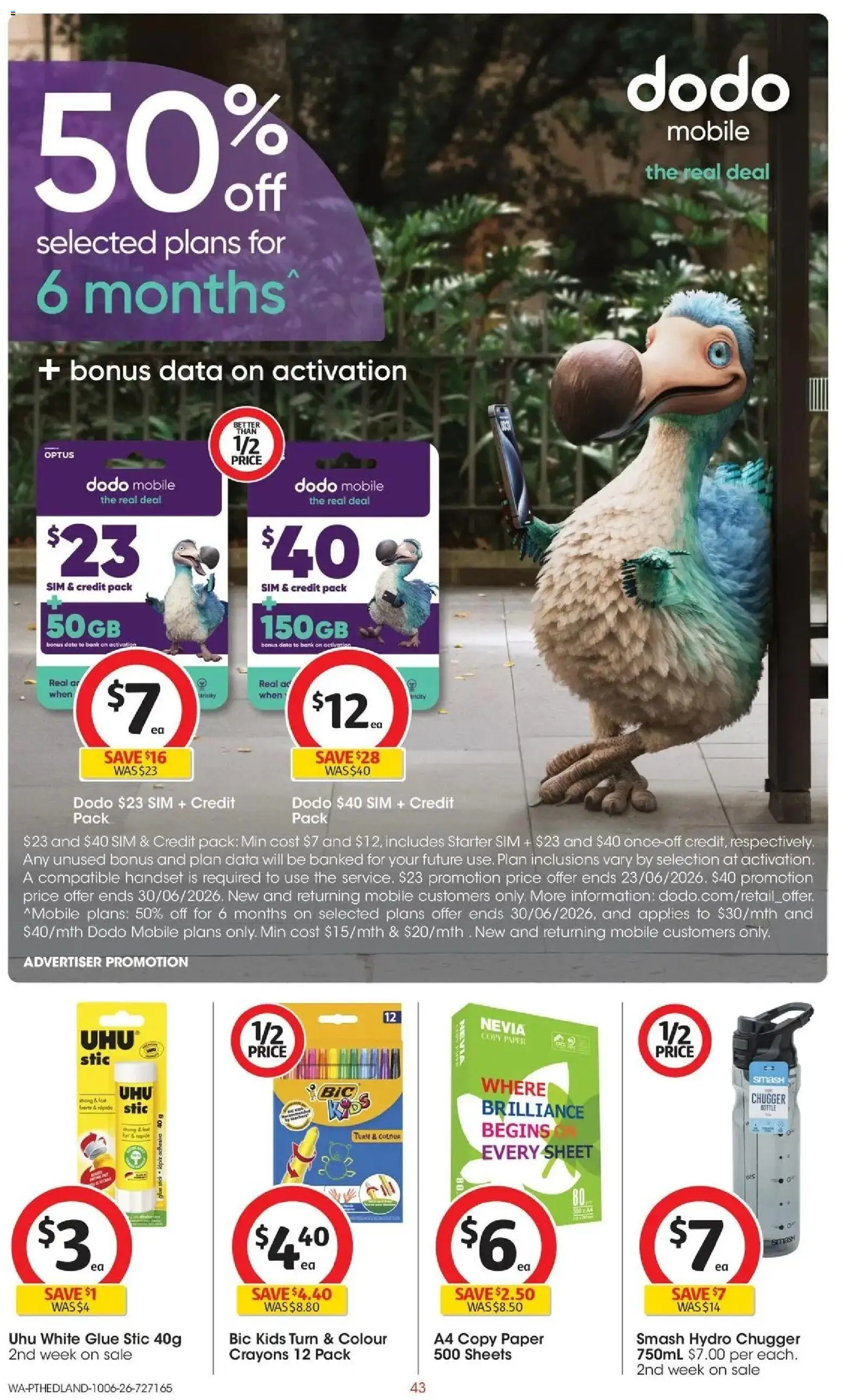 Coles catalogue - valid from 10.06.2026 | Page: 43 | Products: Glue, Mobile