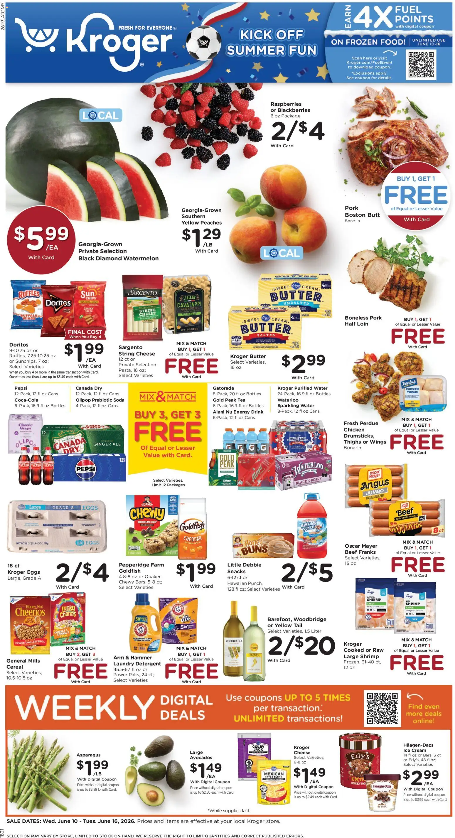 Kroger Weekly Ad - valid from 10.06.2026 | Page: 1 | Products: Ginger, Chocolate, Chips, Watermelon