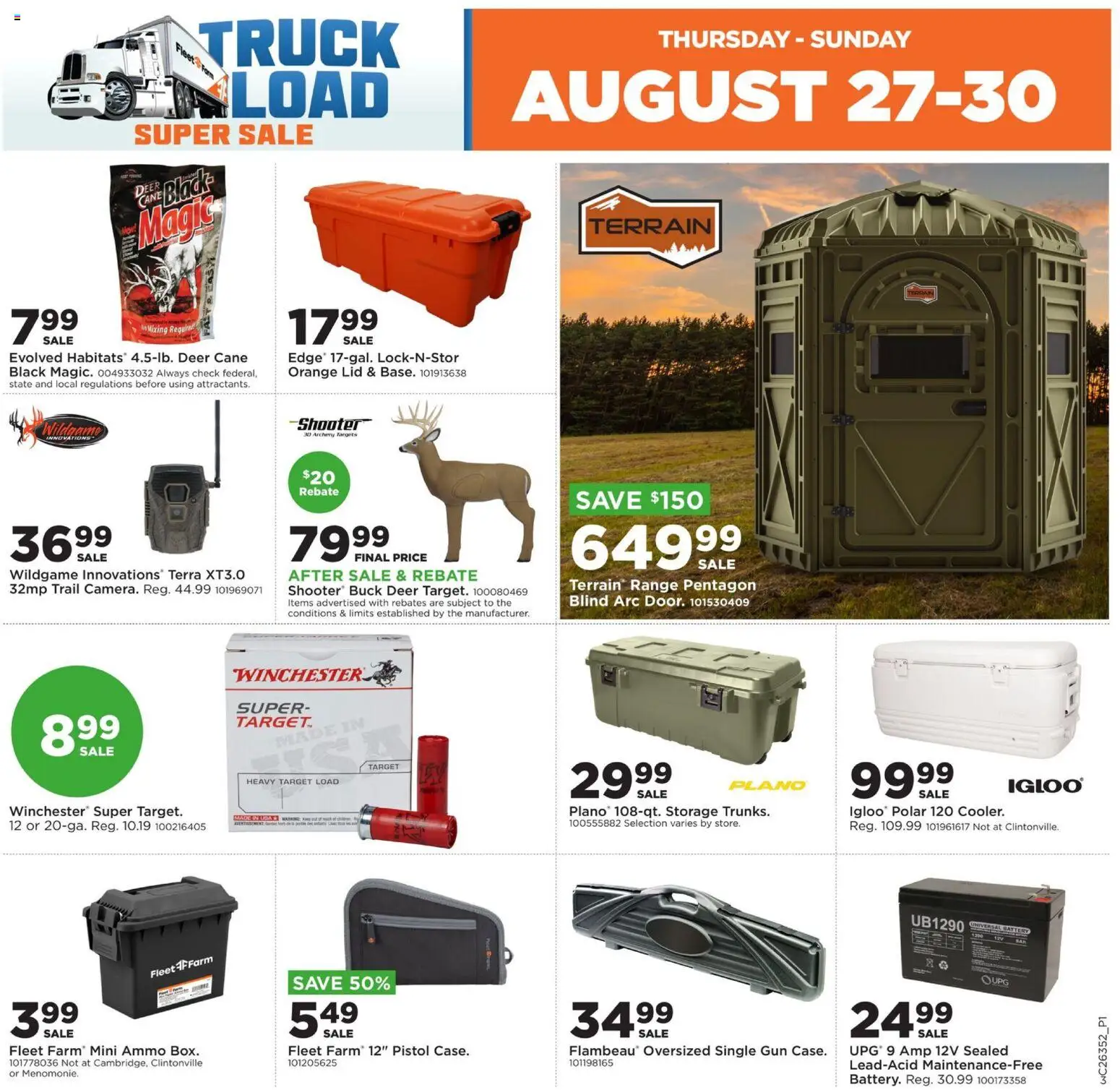 Mills Fleet Farm Truckload Event - valid from 08/27/2026 | Page: 3 | Products: Battery, Archery, Gun, Ammo