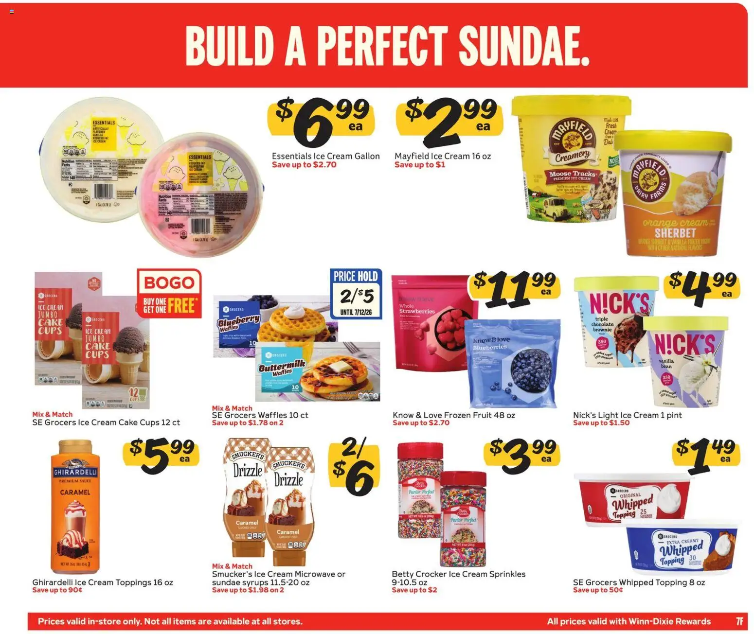 Winn Dixie Ad - valid from 27.05.2026 | Page: 7 | Products: Strawberries, Ice cream, Sauce, Blueberries