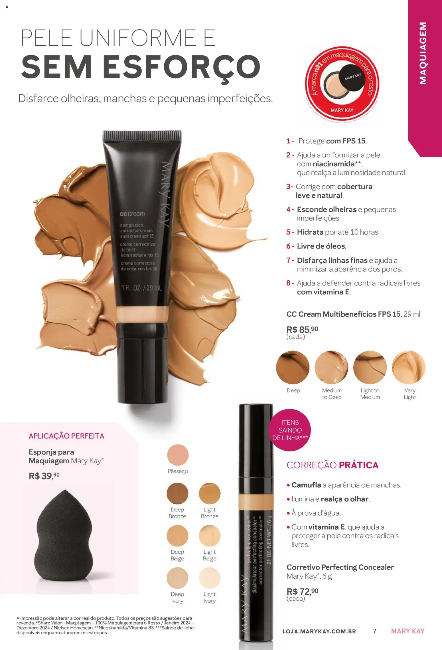 Mary Kay Folheto - válido de 01/03/2026 | Página: 7 | Produtos: Pêssego, Maquiagem, Corretivo, Esponja