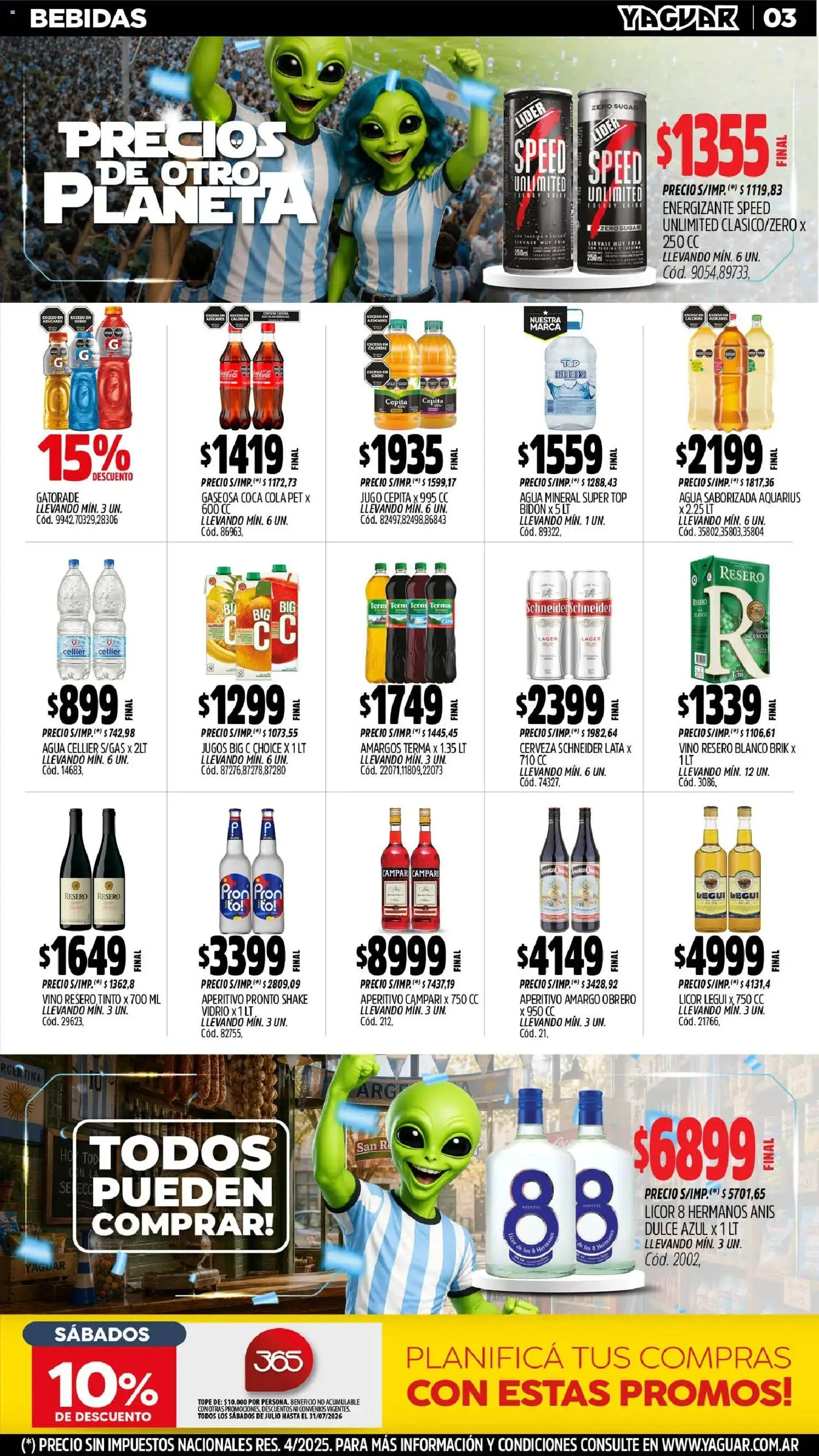 Yaguar catálogo │ válido desde el 29/06/2026 | Página: 5 | Productos: Gaseosa, Agua, Jugo, Cerveza