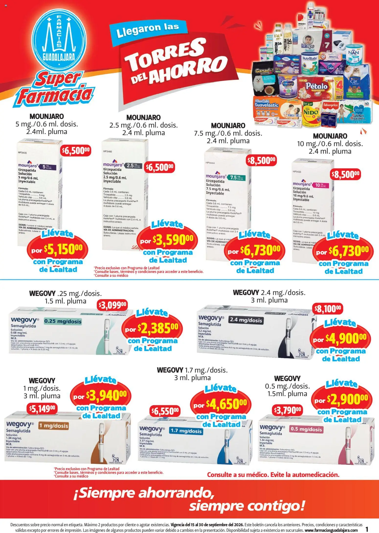 Nuevas ofertas de Farmacia Guadalajara válidas en toda la República Mexicana desde el 15/09/2026. ¡Encuentra las mejores ofertas en Farmacia Guadalajara catálogo! | Página: 1 | Productos: Pañales, Proteína, Caja, Sobre