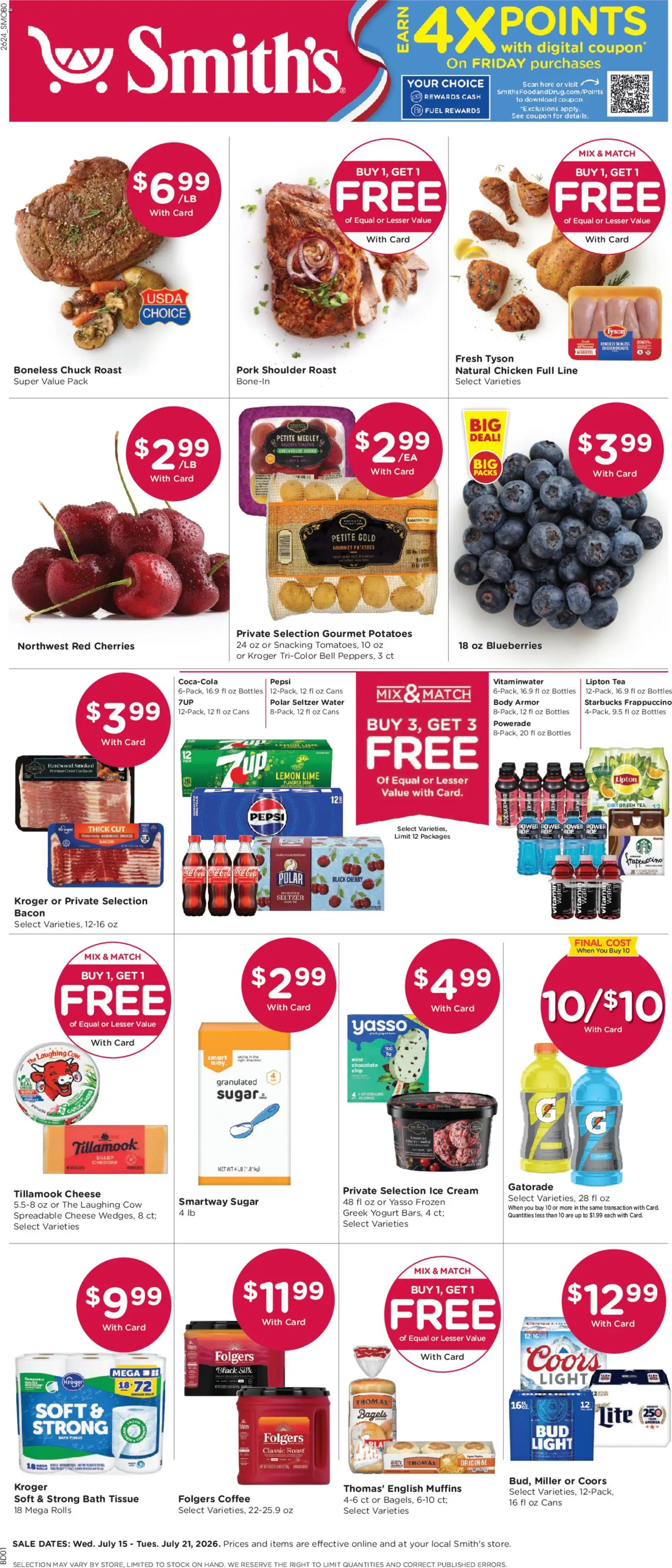 Smith's Weekly Ad - valid from 07/15/2026 | Page: 1 | Products: Vitamin, Tea, Cream, Ice cream