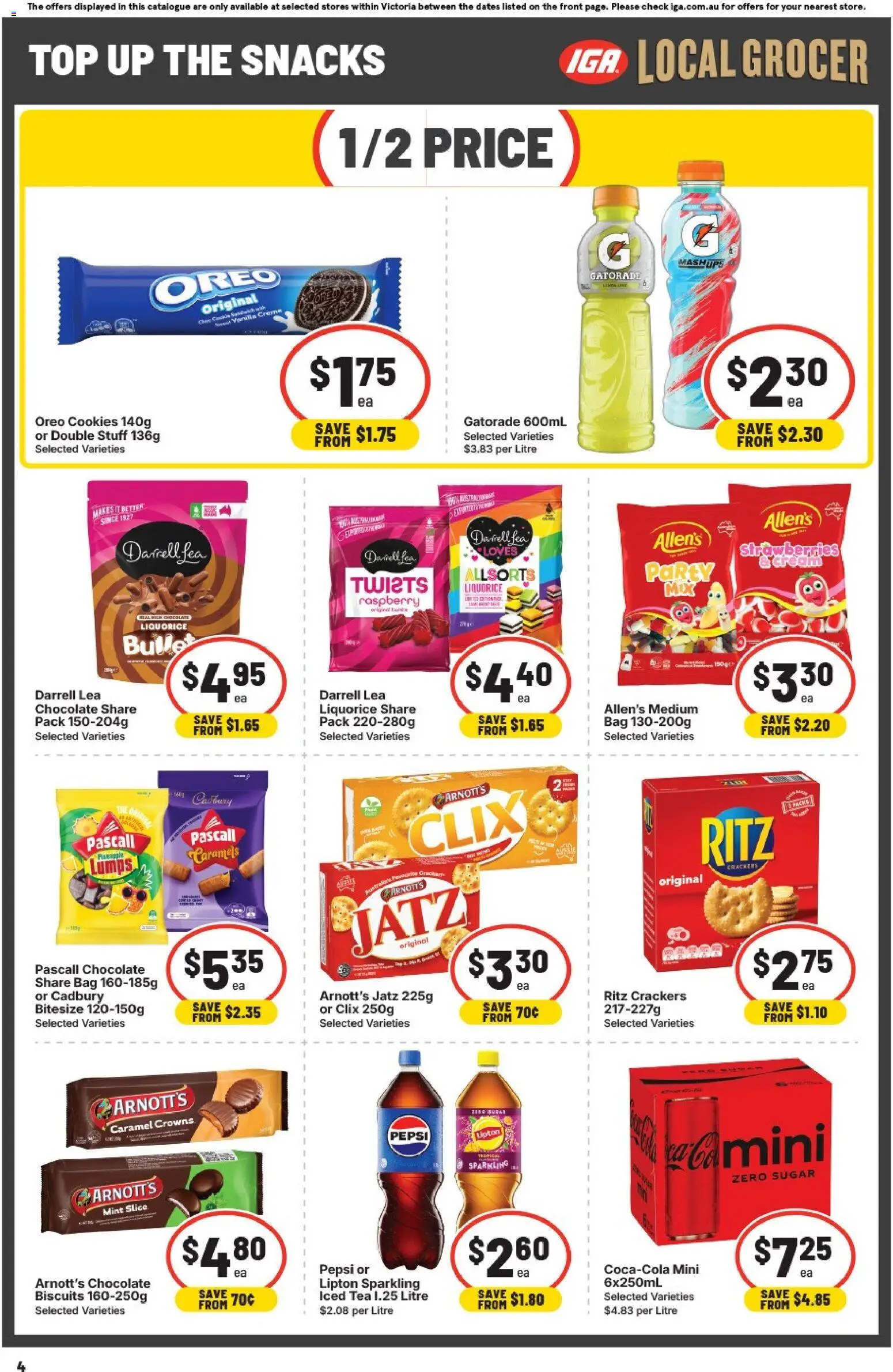 IGA catalogue - valid from 30/09/2026 | Page: 4 | Products: Snacks, Crackers, Bag, Cookies